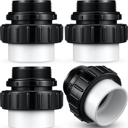 Hi Temp Unions 4 Pack For 2 Inch MIP Threads Pool Pumps With 2 Inch PVC Slip Socket Ends Compatible With Pentair Whisperflo And Intelliflo Pumps Briwooody