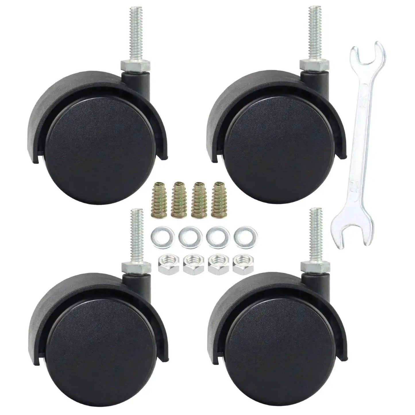 2 Inch Shelving Caster Swivel Stem Wheel With 1/4-20 Thread Stem For Small Shelves And Furniture Pack Of 4