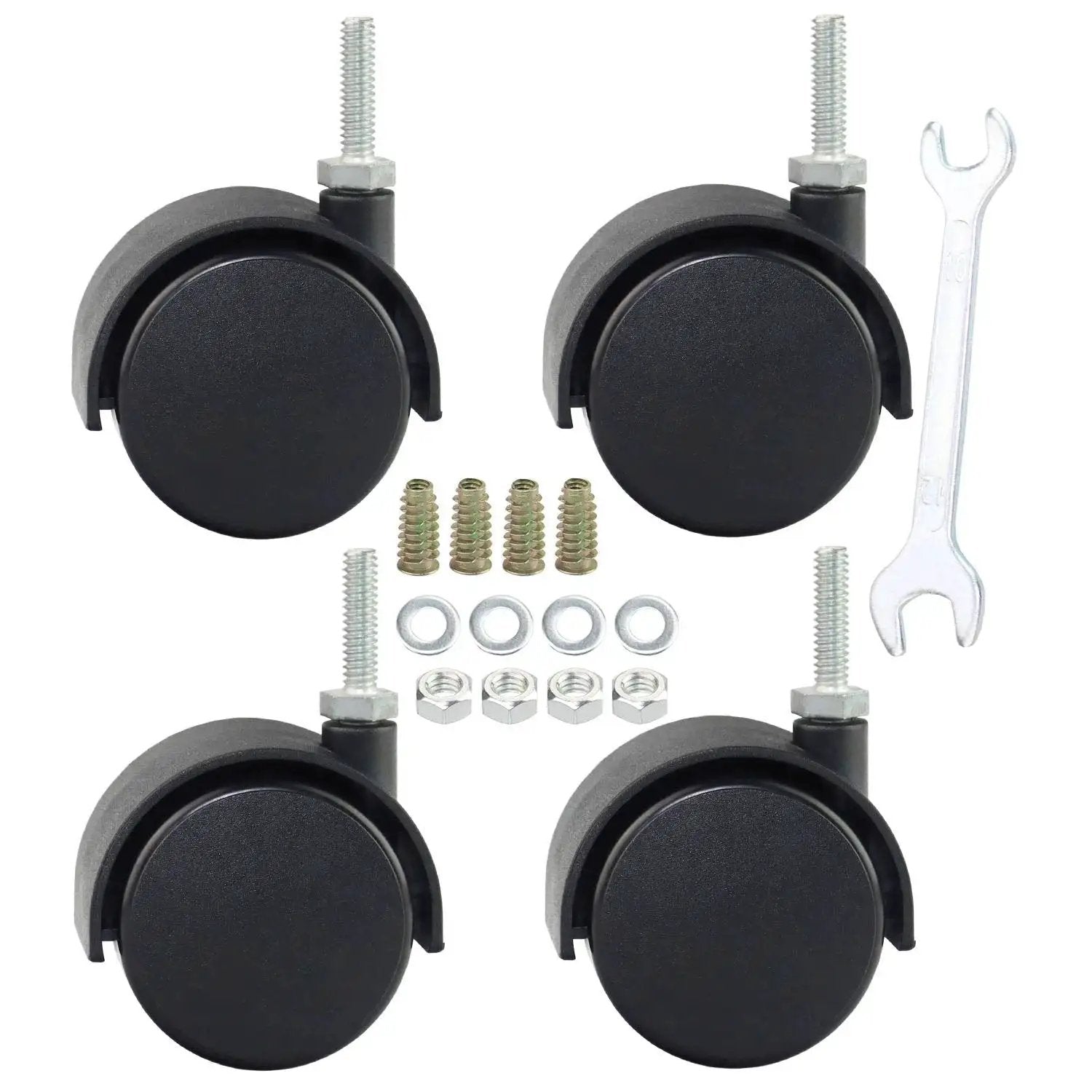 2 Inch Shelving Caster Swivel Stem Wheel With 1/4-20 Thread Stem For Small Shelves And Furniture Pack Of 4