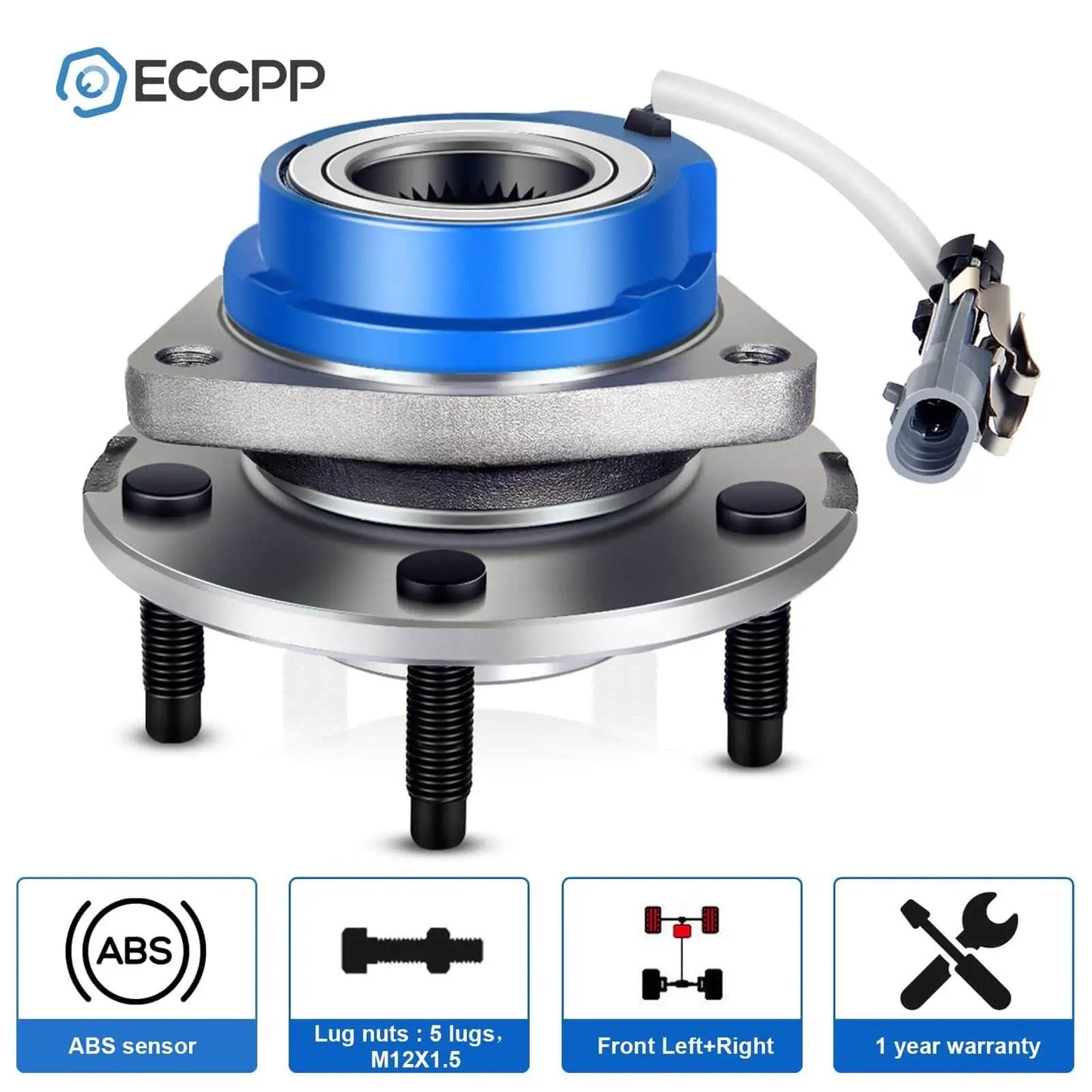 Front/Rear 5-Lug Wheel Hub Bearing Assembly w/ABS for 1997-2010 Buick LeSabre Lucerne Cadillac DeVille