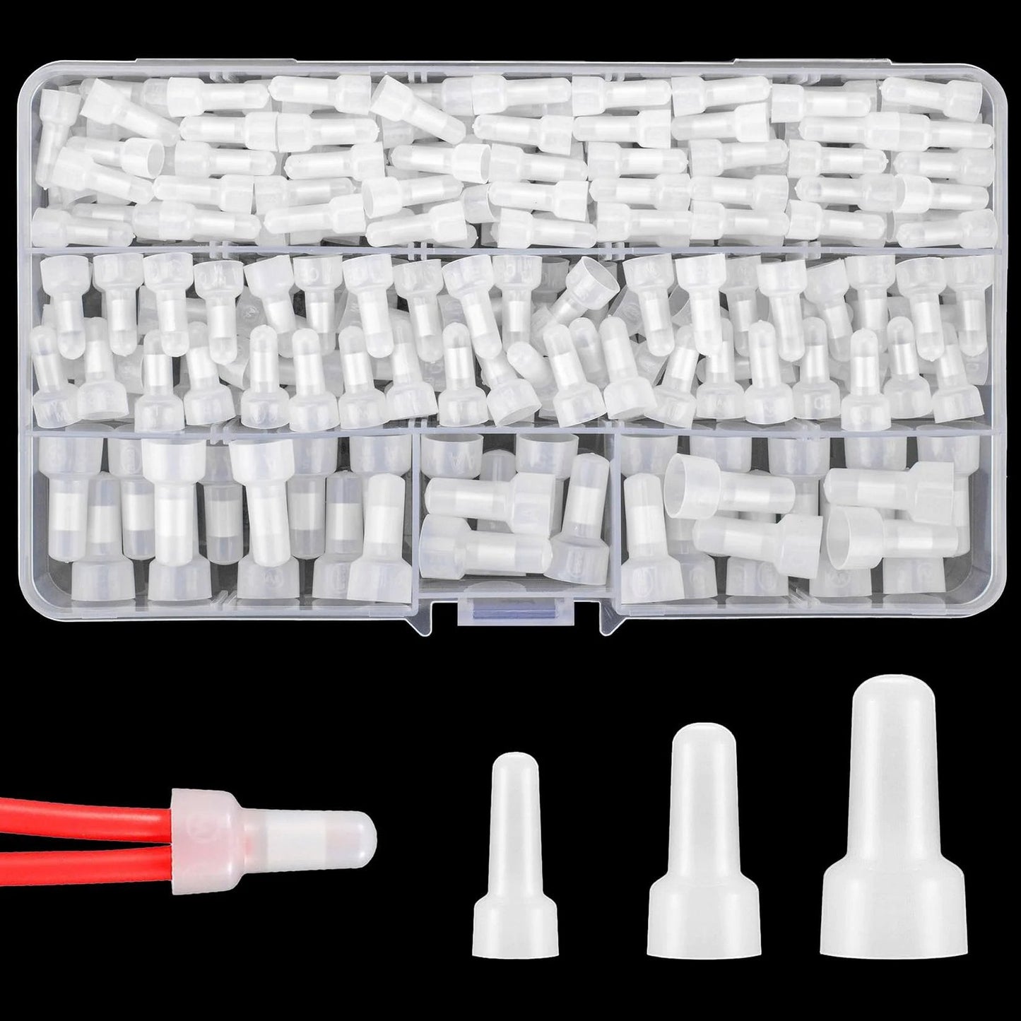DIY Friendly Closed End Wire Connectors Kit With 250 Pieces Nylon Insulated Aluminum Crimp Caps For 22-16 16-14 12-10 AWG