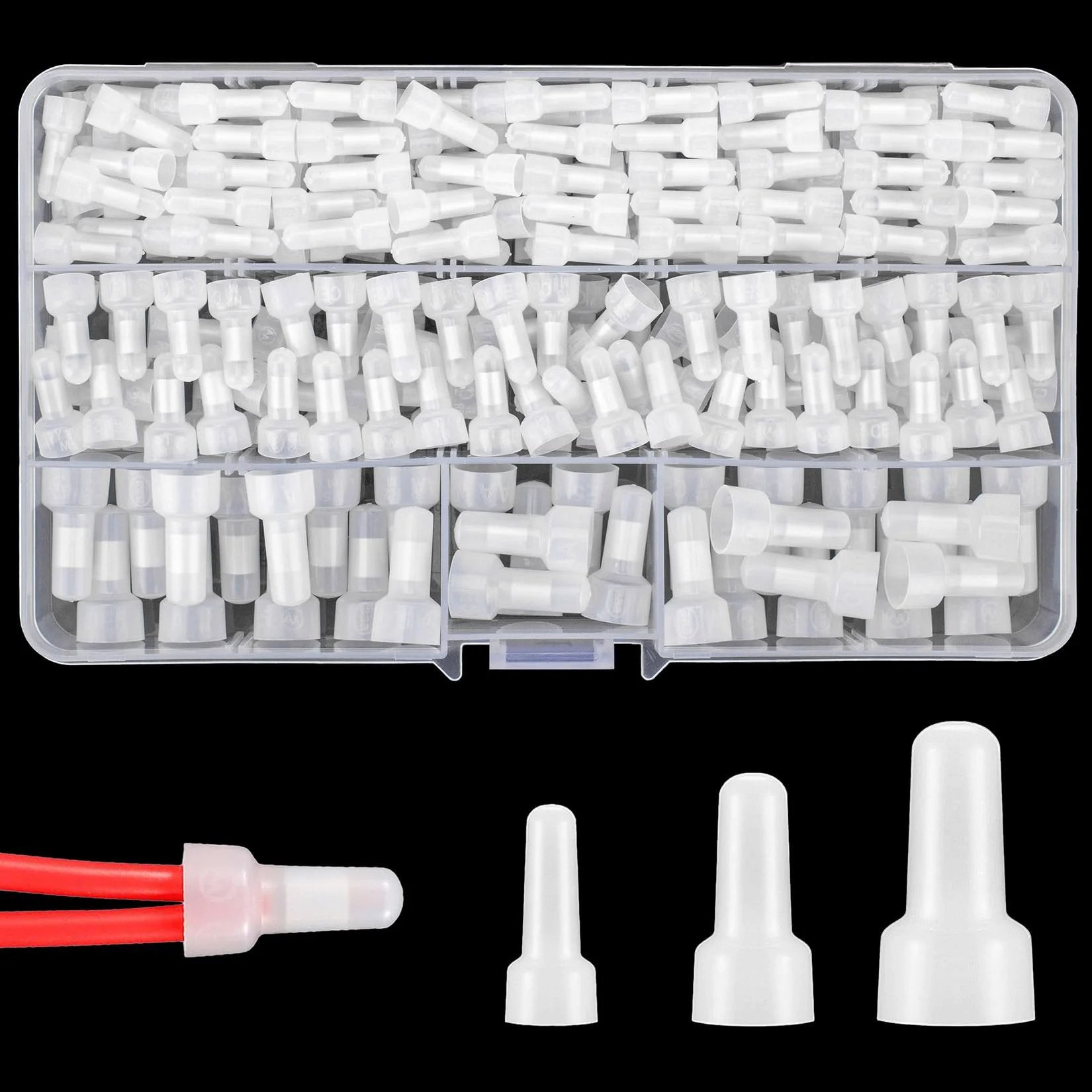 DIY Friendly Closed End Wire Connectors Kit With 250 Pieces Nylon Insulated Aluminum Crimp Caps For 22-16 16-14 12-10 AWG