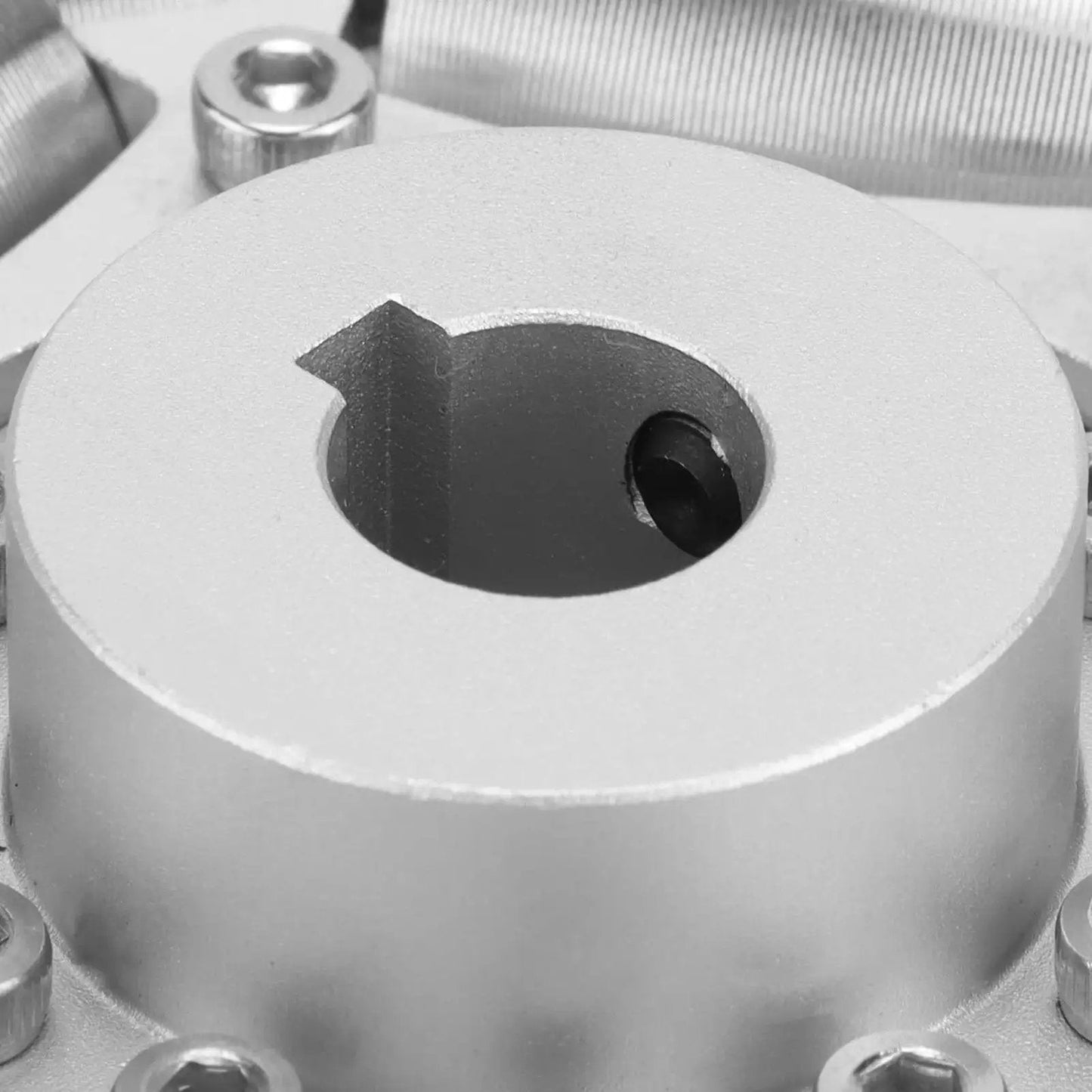 Close-up of 100mm stainless steel omnidirectional wheel hub for robotics ball balance ballbots and smooth lateral sliding movement