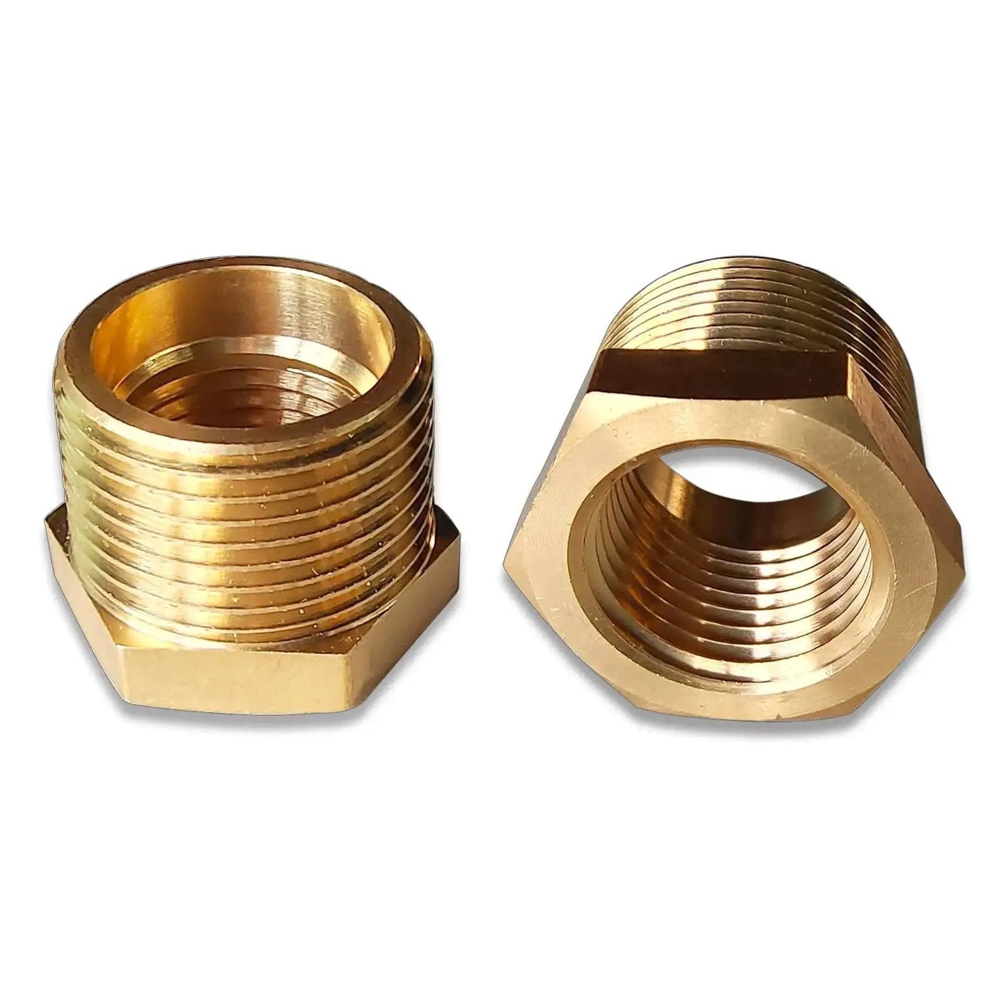 2 Pack Brass NPT Reducer Bushing Three Quarter Inch Male To One Half Inch Female Hex Reducing Pipe Fitting For Plumbing