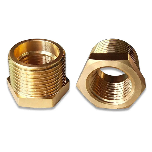 2 Pack Brass NPT Reducer Bushing Three Quarter Inch Male To One Half Inch Female Hex Reducing Pipe Fitting For Plumbing