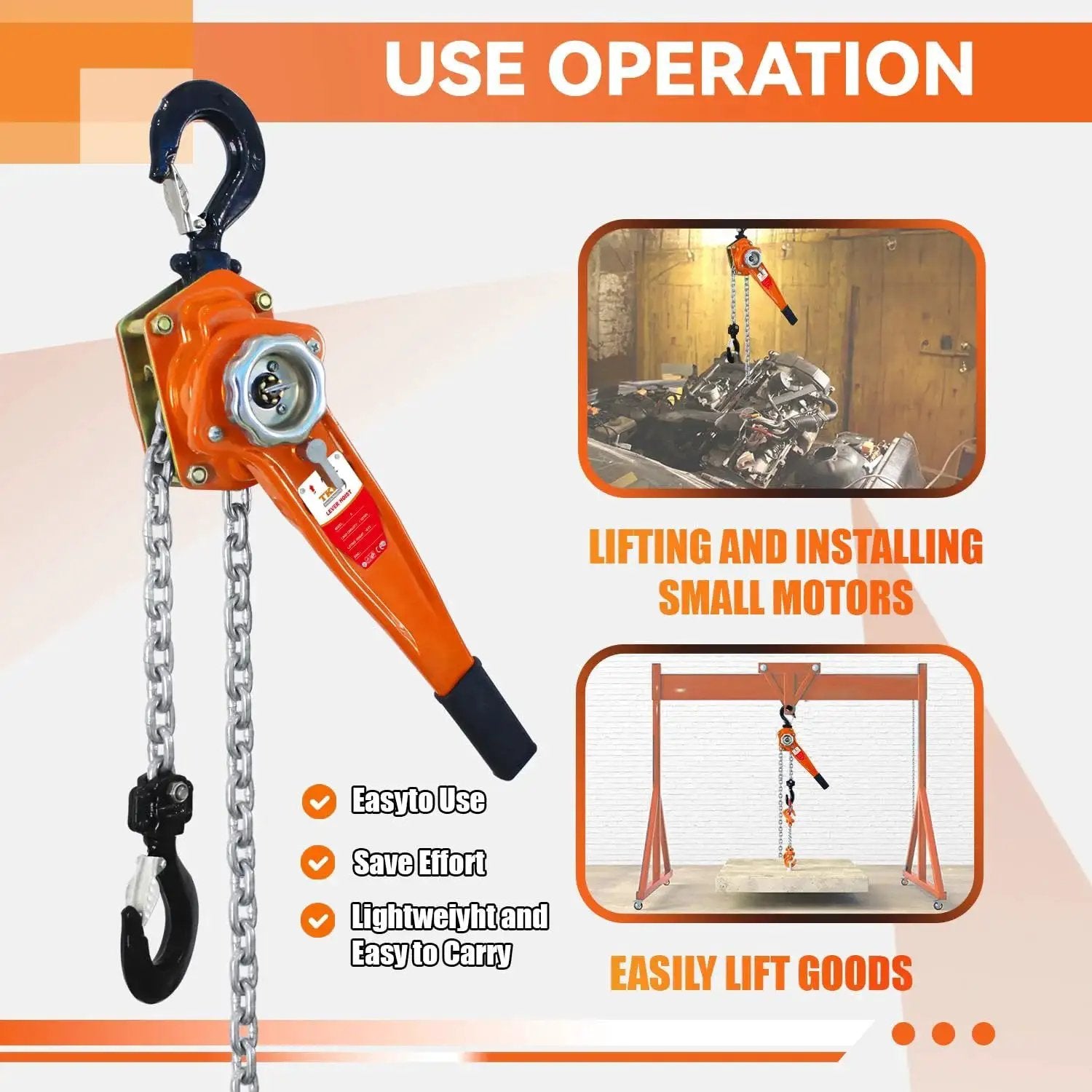 Manual Chain Hoist 1.5 Ton 10 Ft Heavy Duty Lift 3300 Lbs With Durable Hook shown lifting equipment