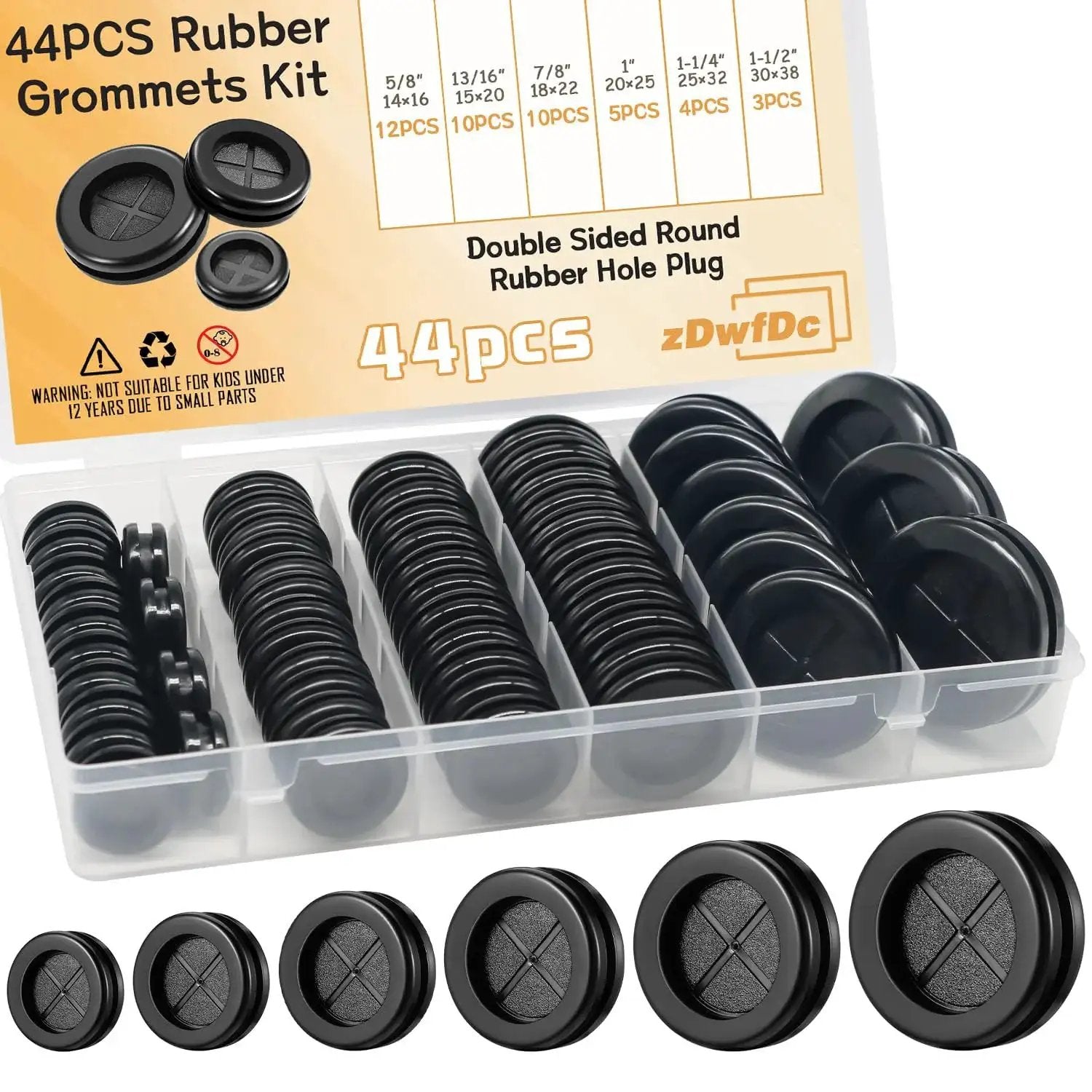 44 Piece Rubber Grommet Kit For Wiring And Firewall Applications Six Sizes From Five Eighths Inch To One And One Half Inch in box