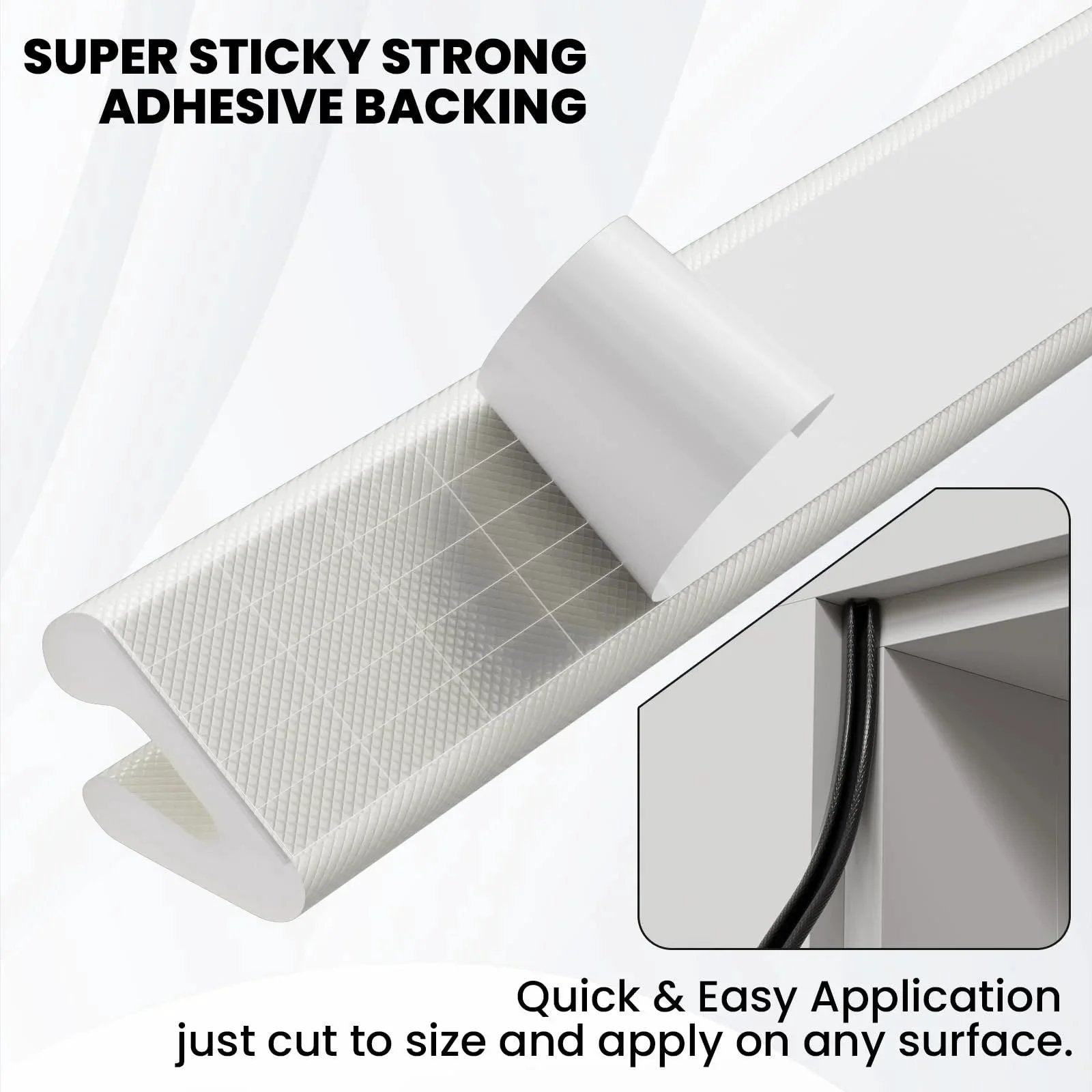 V Shaped Foam Weatherstripping Door Seal Strip 19.7 Feet White Self Adhesive Draft Stopper adhesive backing close-up