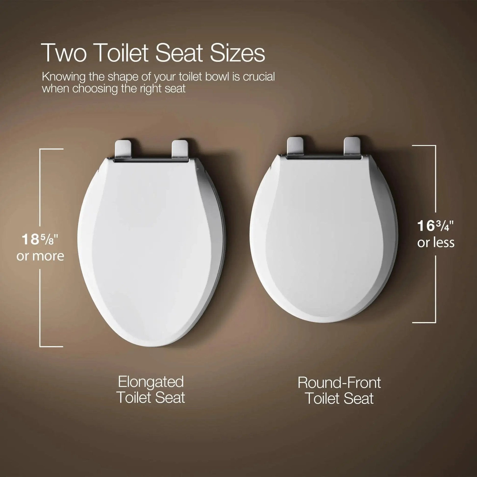 Comparison of elongated and round-front toilet seats, highlighting size differences for Cachet ReadyLatch Elongated Toilet Seat With Soft Close Lid And Easy Install.