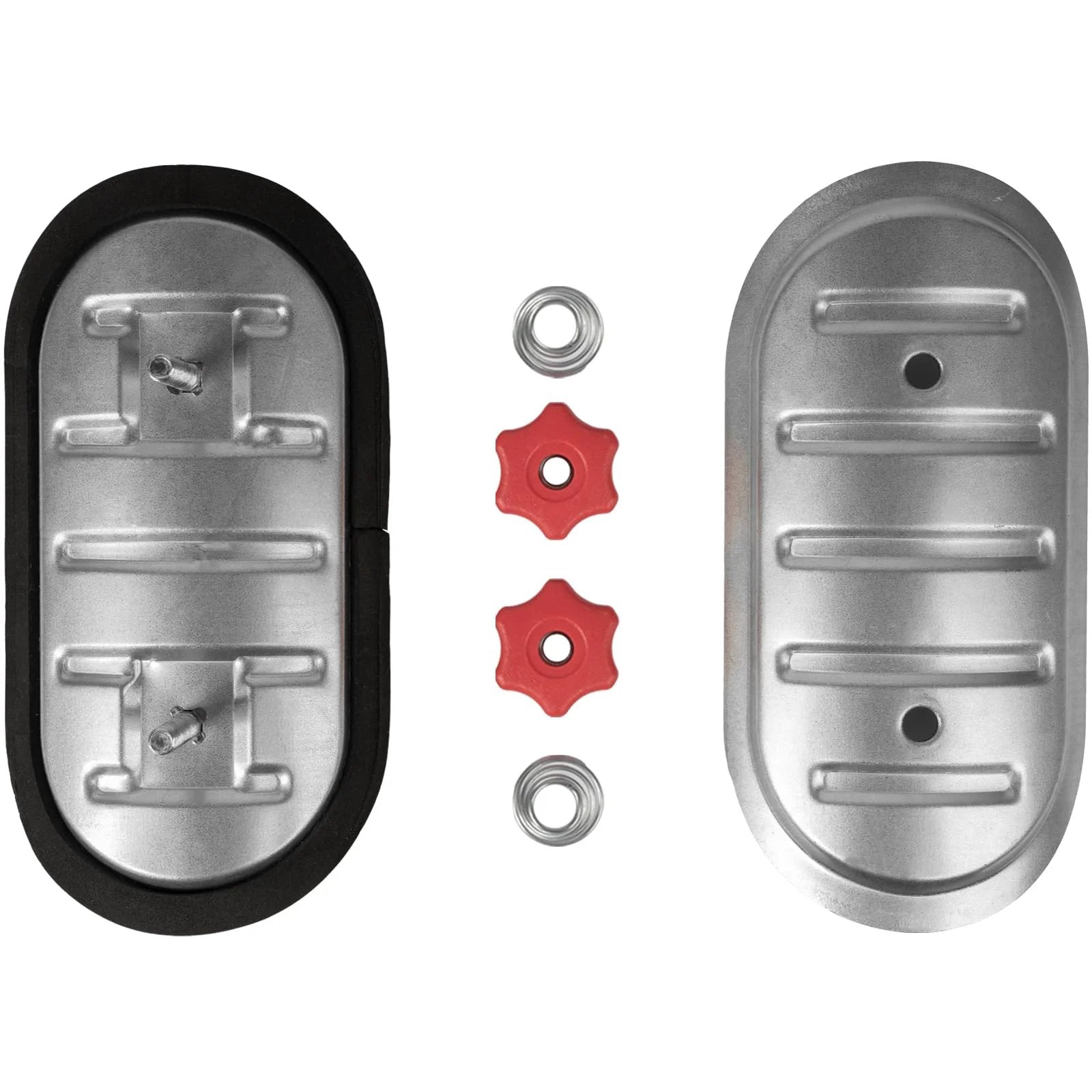 Six Inch Round Duct Access Door with rubber gasket, metal body, and knob tightening parts for inspection and maintenance.