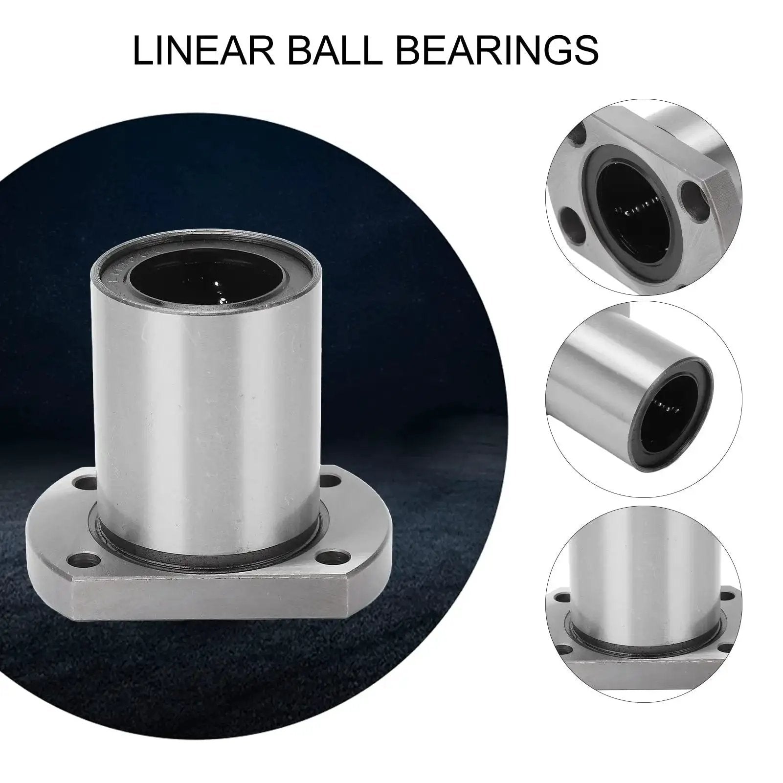 2Pcs Flange Linear Bearing Set For CNC Machines And Power Tools Heavy Duty Low Operating Load displayed with smooth steel surface and flange