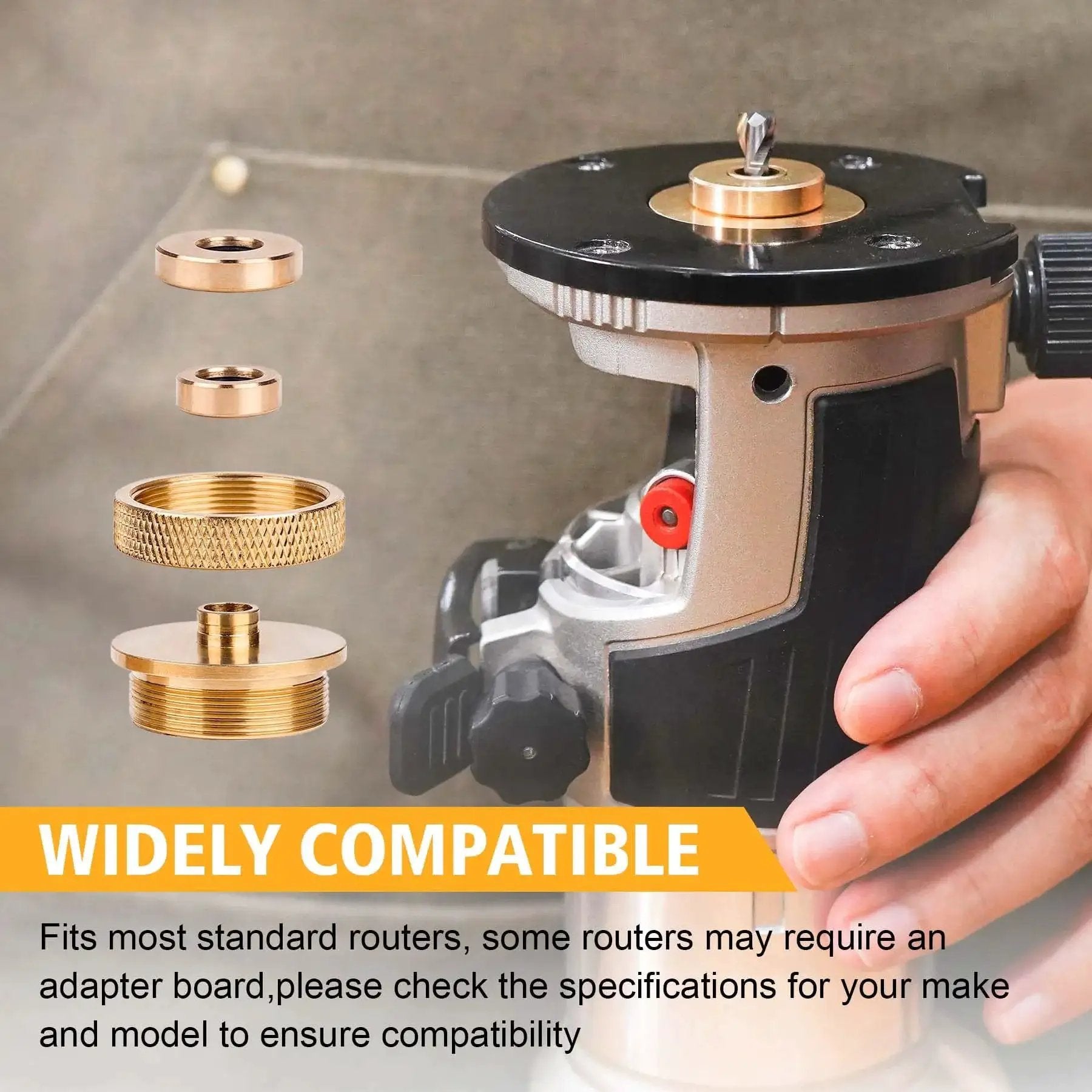 Router Inlay Kit With Solid Brass Bushings And Carbide Spiral Upcut Bits for woodworking installation demonstration.