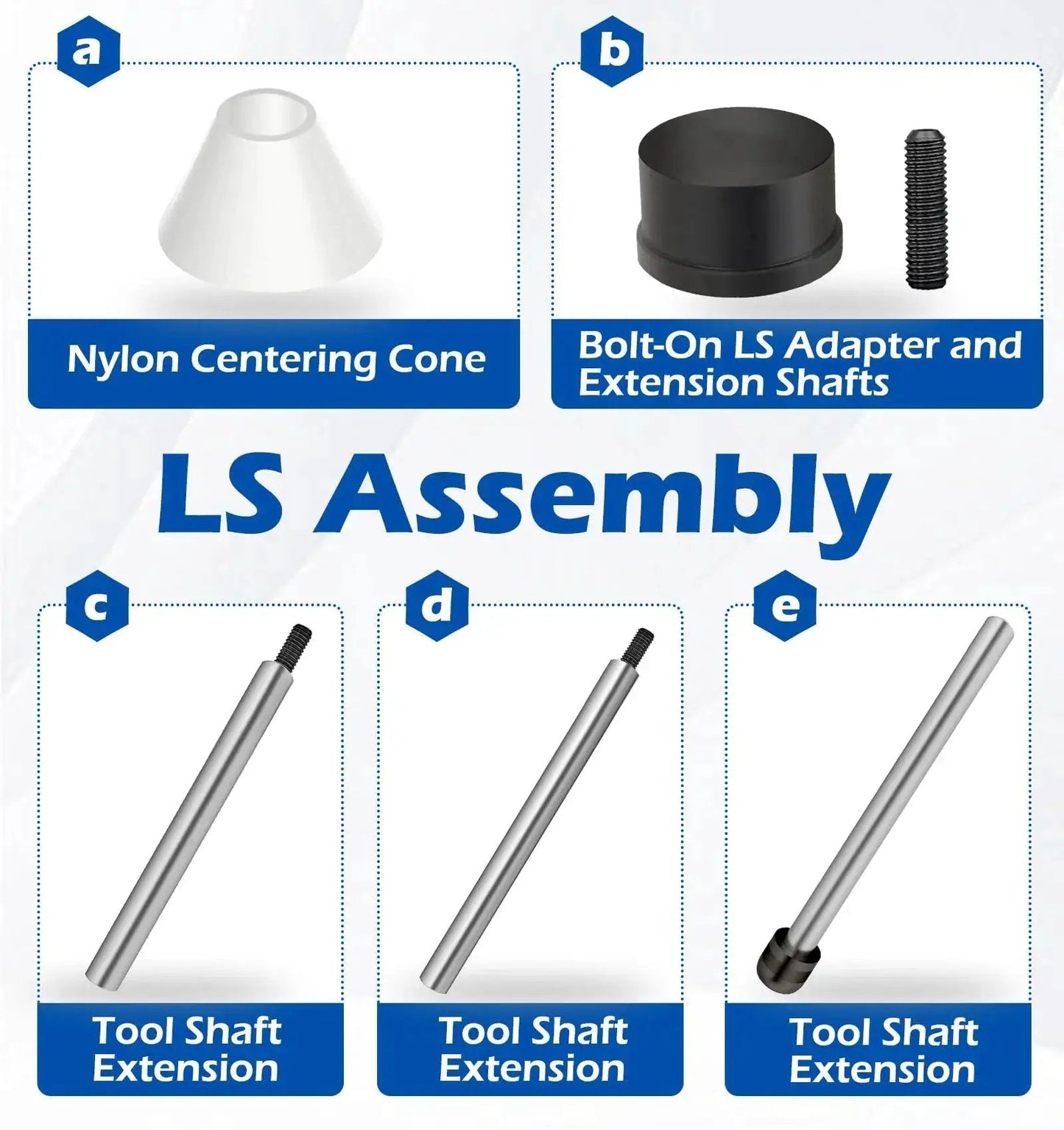 Cam Bearing Installation Tool With Storage Box For LS Engine Compatibility LS1 LS2 LS3 LS6 LQ9 with centering cone and extensions.