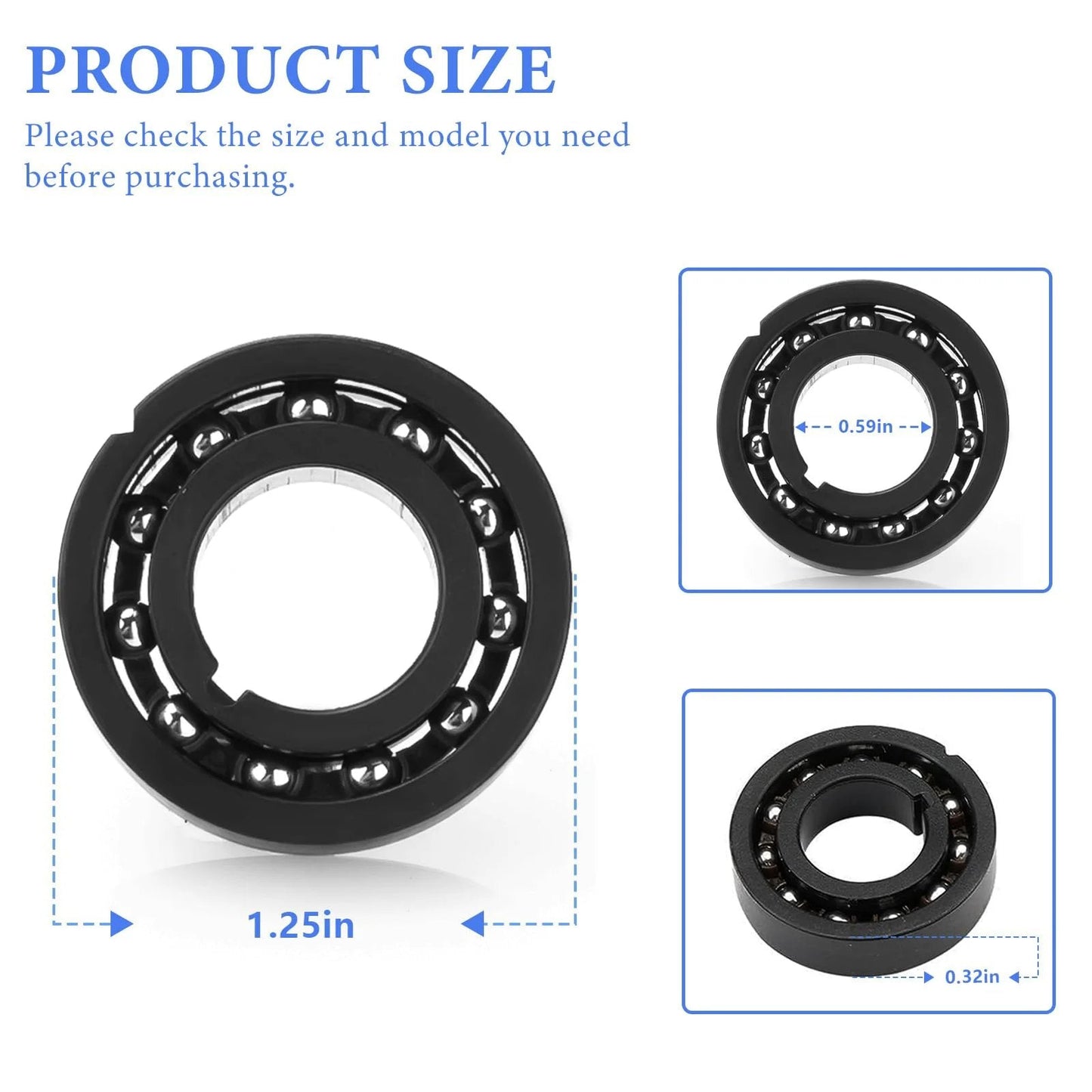 AXV055P Turbine Bearings Replacement Pack For Hayward Pool Vac Cleaners Navigator Ultra Diver Dave Wanda Whale Compatible Hayward Vacuum Parts Built Tough For Long Lasting Use 2 Pack showing detailed size dimensions