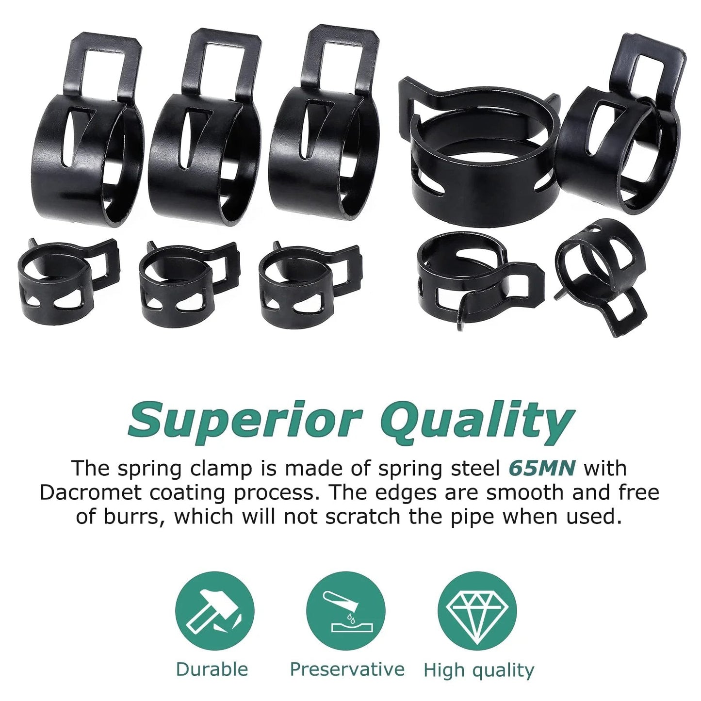 All In One 300Pcs Spring Hose Clamp Kit DIY Friendly 5 To 18mm With Pliers For Automotive And Plumbing OCR Stainless Steel Clamps Displayed