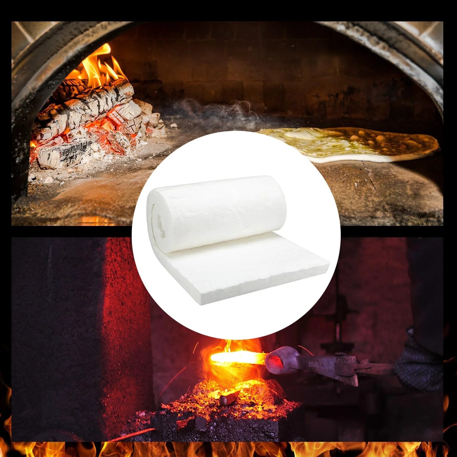 Ceramic Fiber Insulation Blanket for Forge and Kilns Fanfanwin, 2 Inch Thick by 16 Inch by 48 Inch, Fireproof Baffle Rated to 2400F