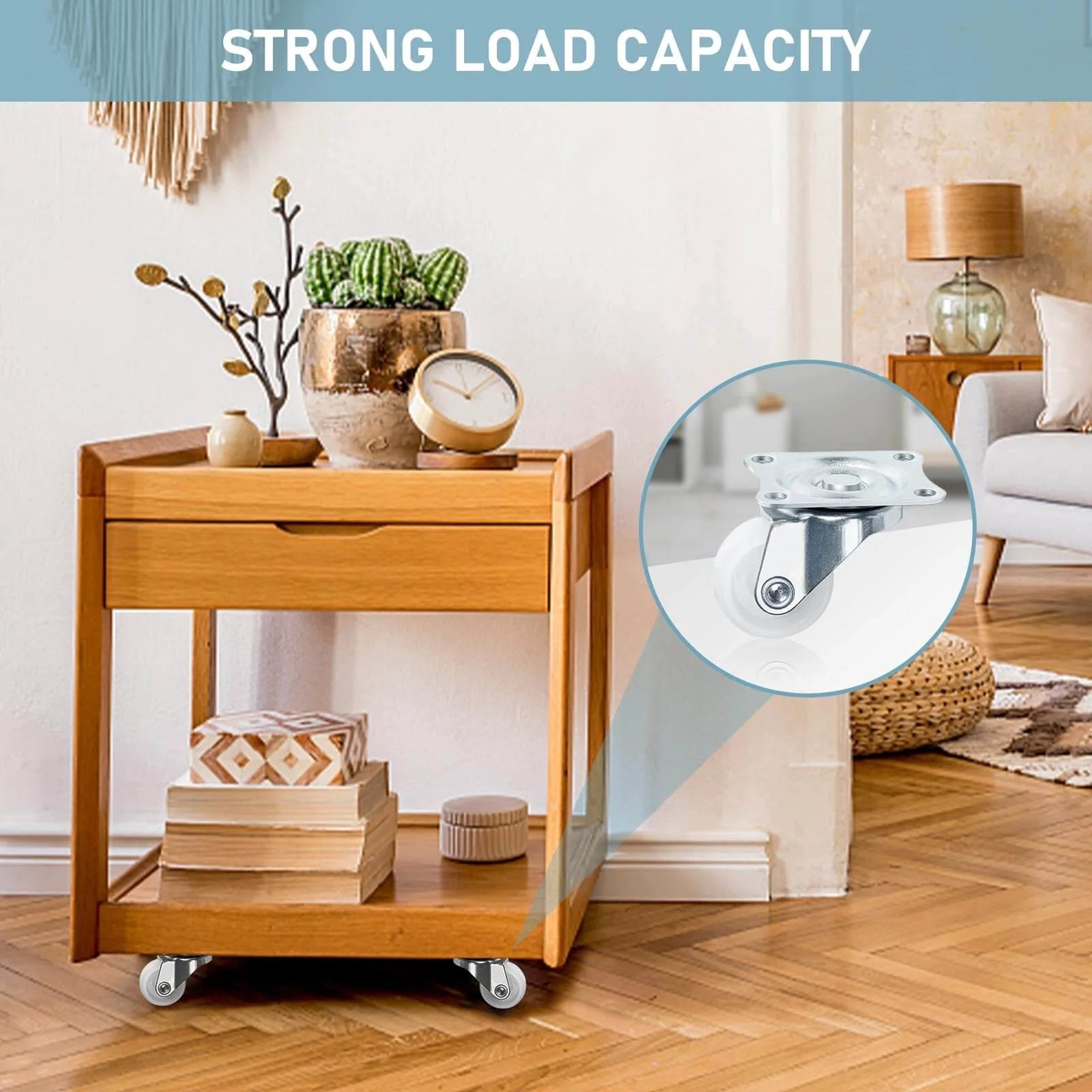 1" Low Profile Caster Wheels Set of 4 - Quiet Polyurethane Casters for Furniture, 360° Swivel Plate Design, Each Holds 22 lbs, Smooth Rolling, No Noise.
