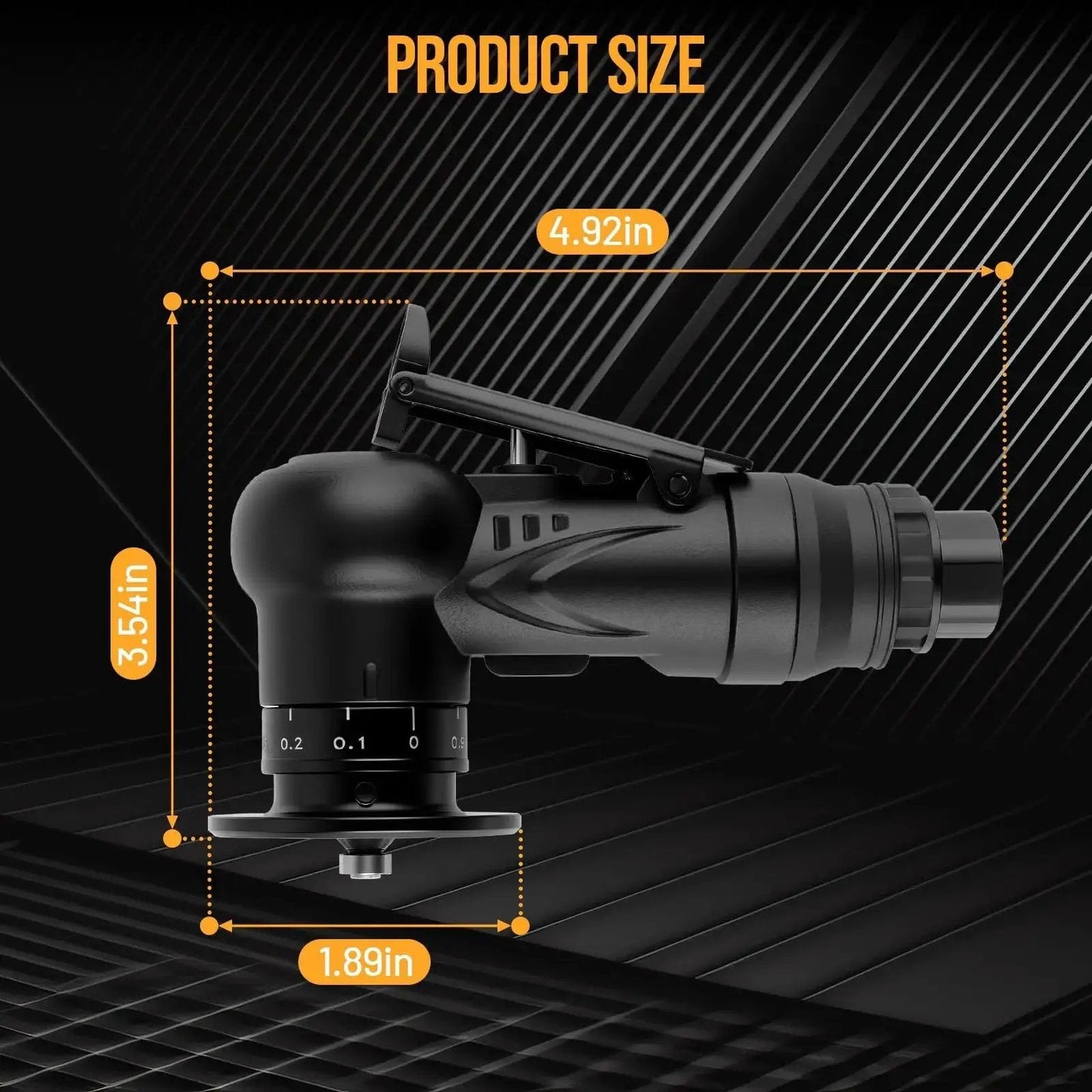 Side view showing dimensions of Pneumatic Chamfering Tool With 6 C Angle And 6 R Angle Blades For 45 Degree Bevels And Radius Edges Upgrade
