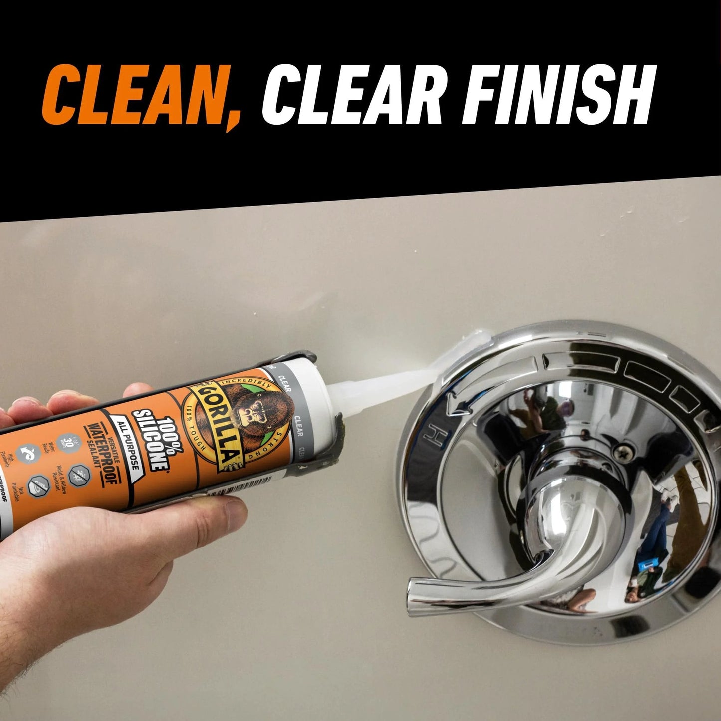Applying All Purpose Silicone Sealant For Indoor Outdoor Use 100 Percent Waterproof 10 Oz Cartridge to chrome shower handle