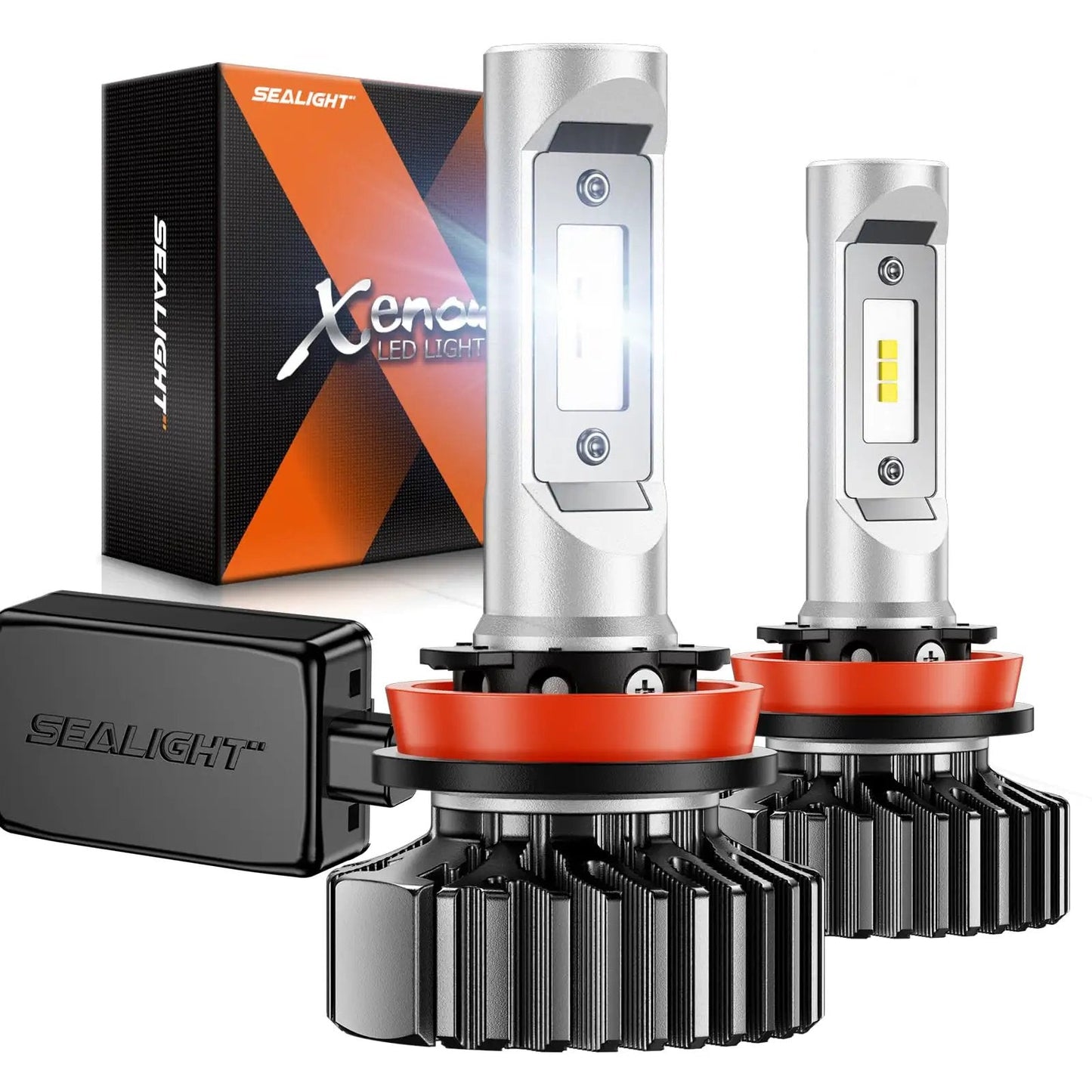 Ultra Bright H11 Fog Light Bulbs Pack Of 2 With Turbo Fan 30000 Lumens 6500K White IP67 Waterproof quick installation and packaging.