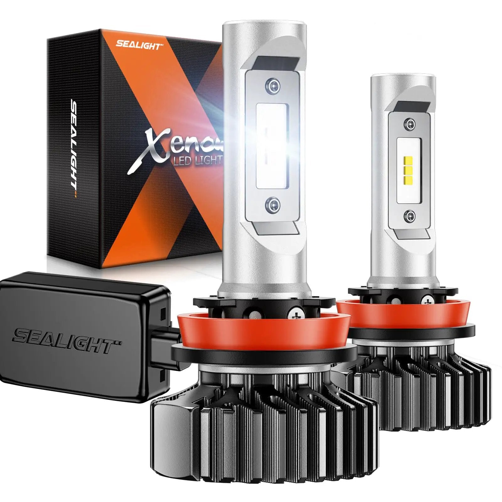 Ultra Bright H11 Fog Light Bulbs Pack Of 2 With Turbo Fan 30000 Lumens 6500K White IP67 Waterproof quick installation and packaging.
