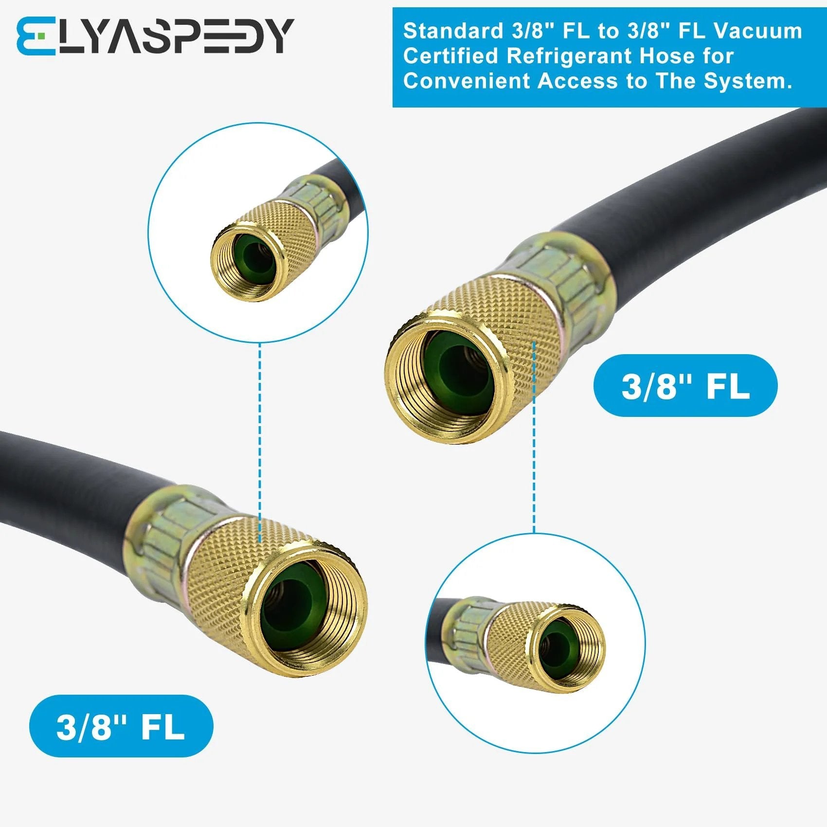 Upgrade Vacuum Hose Three Eighths Inch By Five Feet With Three Eighths By Three Eighths Fittings Built To Withstand 800 Psi Working Pressure And 4000 Psi Burst For Refrigeration And Air Conditioning Equipment Black