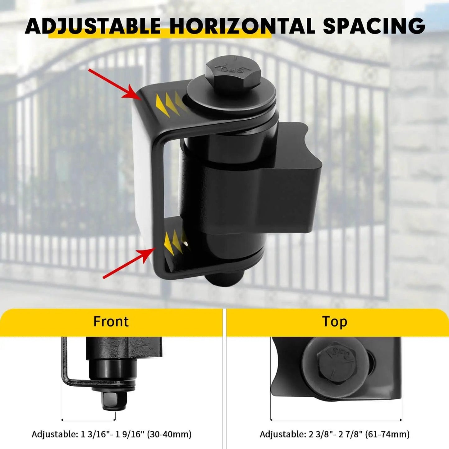 Heavy Duty Weld On Gate Hinges 4 Pack Adjustable Sealed Bearing Swing Gate Hardware For Metal Driveway Gates Farm Fences And Industrial Swing Gates That Are Tough As Nails Supports 1100 Lbs Each Smooth Quiet Operation, showing adjustable hinge with sealed bearings
