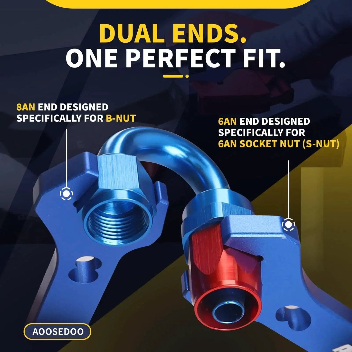 PTFE Hose Reaming Tool And AN Fittings Wrench Set For 4AN To 10AN Fuel Line featuring dual-ended design for 6AN socket and 8AN B-nut