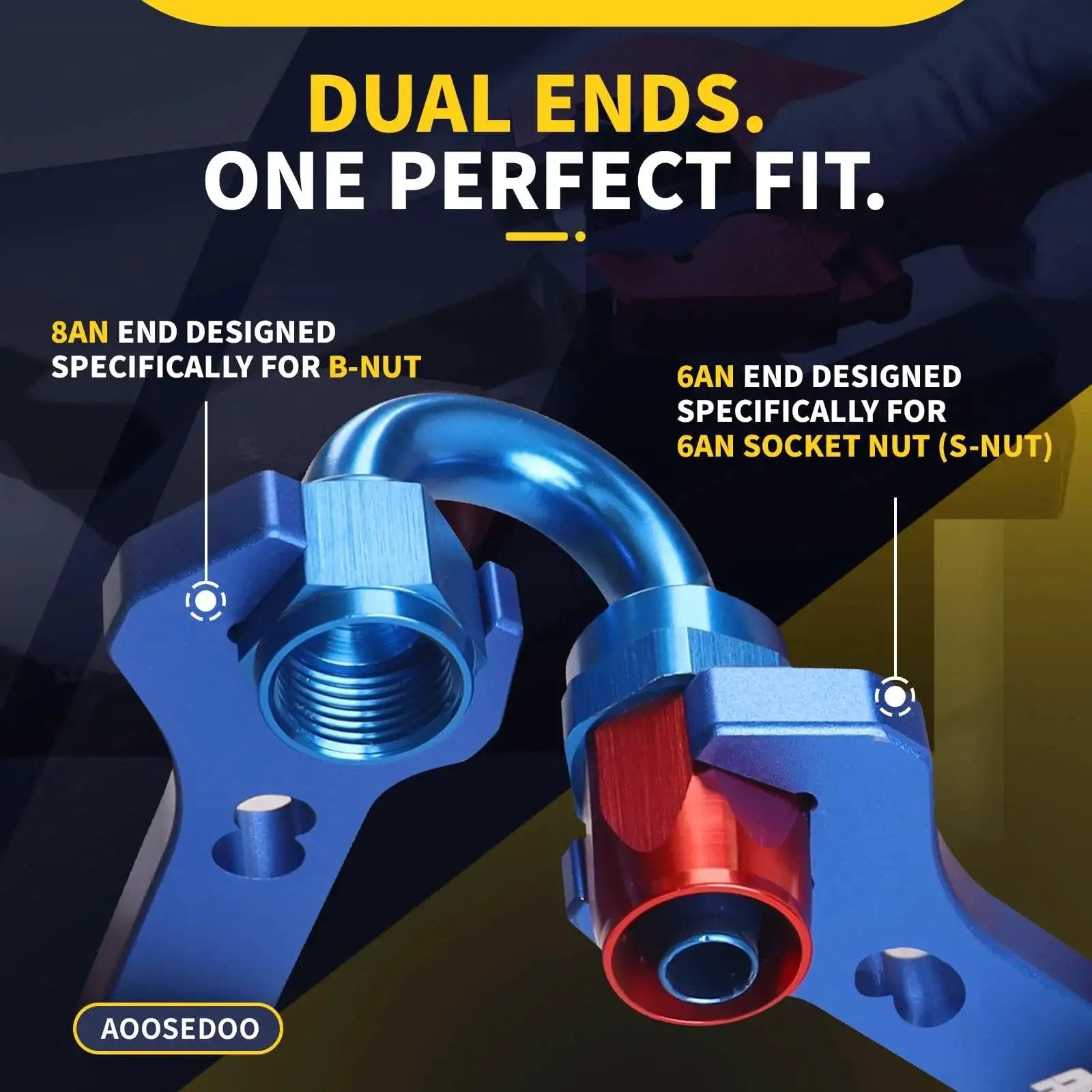 PTFE Hose Reaming Tool And AN Fittings Wrench Set For 4AN To 10AN Fuel Line featuring dual-ended design for 6AN socket and 8AN B-nut