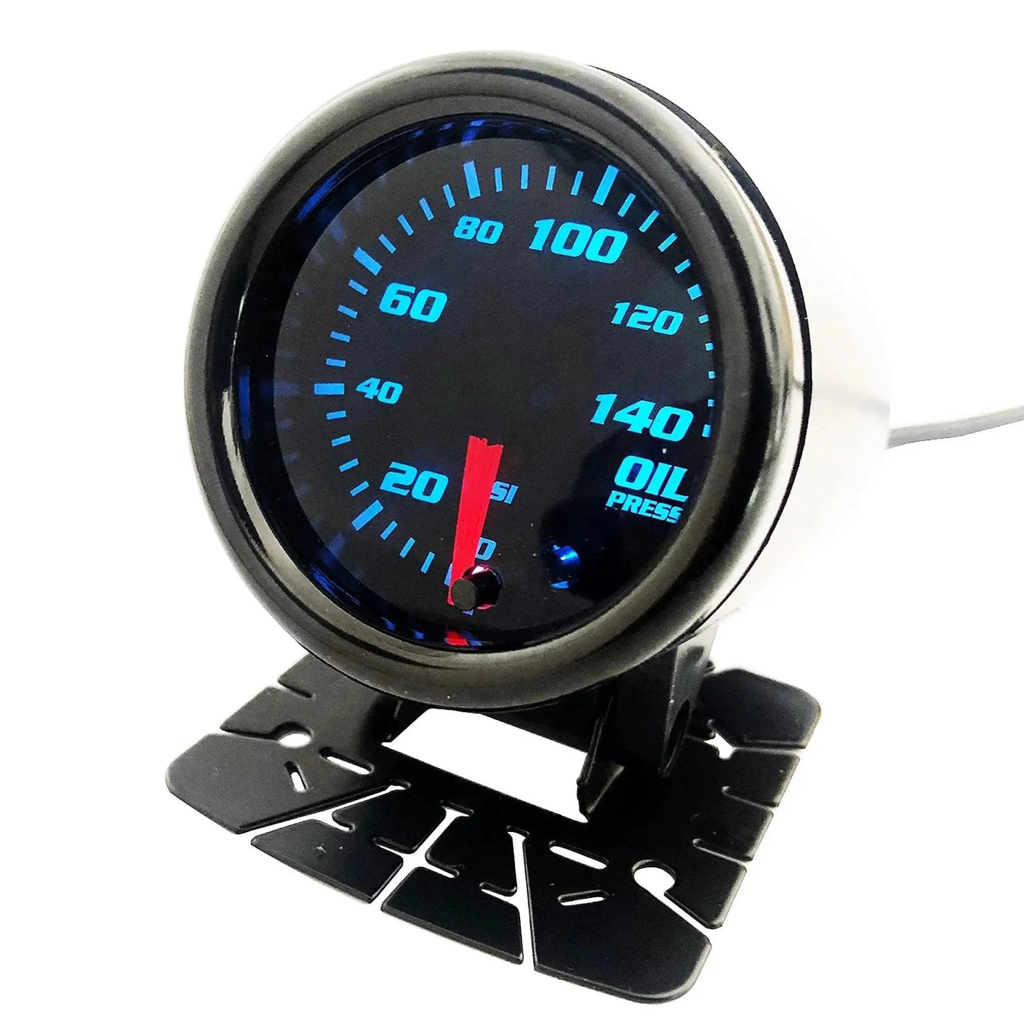 Front view of 52mm Oil Pressure Gauge 2 Inch Digital LED Display with 1/8 NPT Male Thread Sensor, 0 to 140 PSI, for cars and trucks.