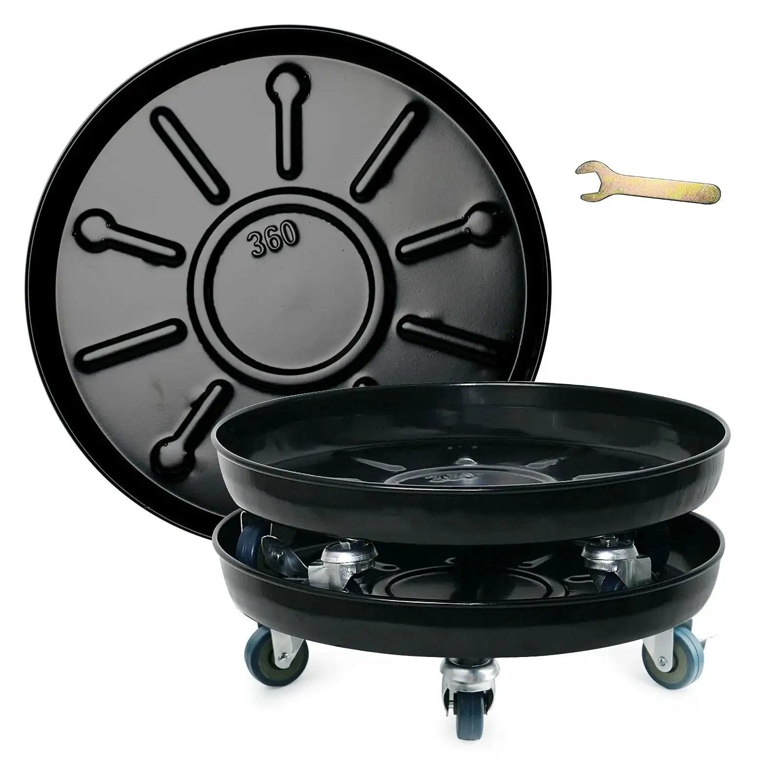 Heavy Duty Plant Caddy With Universal Wheels 3 Pack Black Round Plant Stand Trolley For Indoor And Outdoor Use Supports Up To 330 Lbs Frosted Non Slip Tray