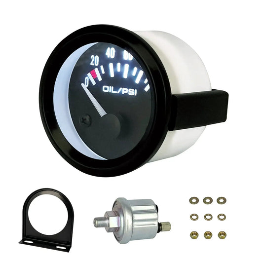 Pro Grade 52mm Oil Pressure Gauge Kit With Sensor For Gearheads In Cars And Trucks 0 To 100 PSI Range 12V DC Power 2 Inch Analog Black Dial