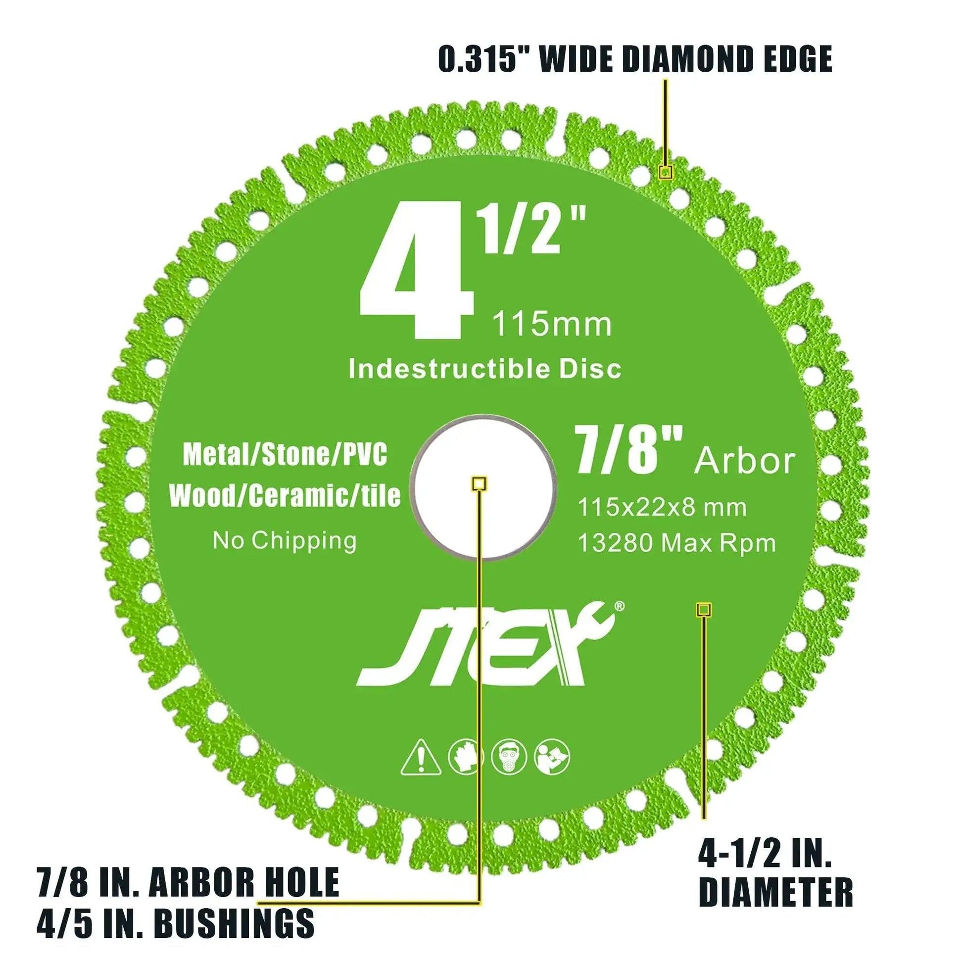 Indestructible Four And A Half Inch Beast Diamond Cutting Disc For Angle Grinder Seven Eighths Inch Arbor Multi Material Diamond Blade