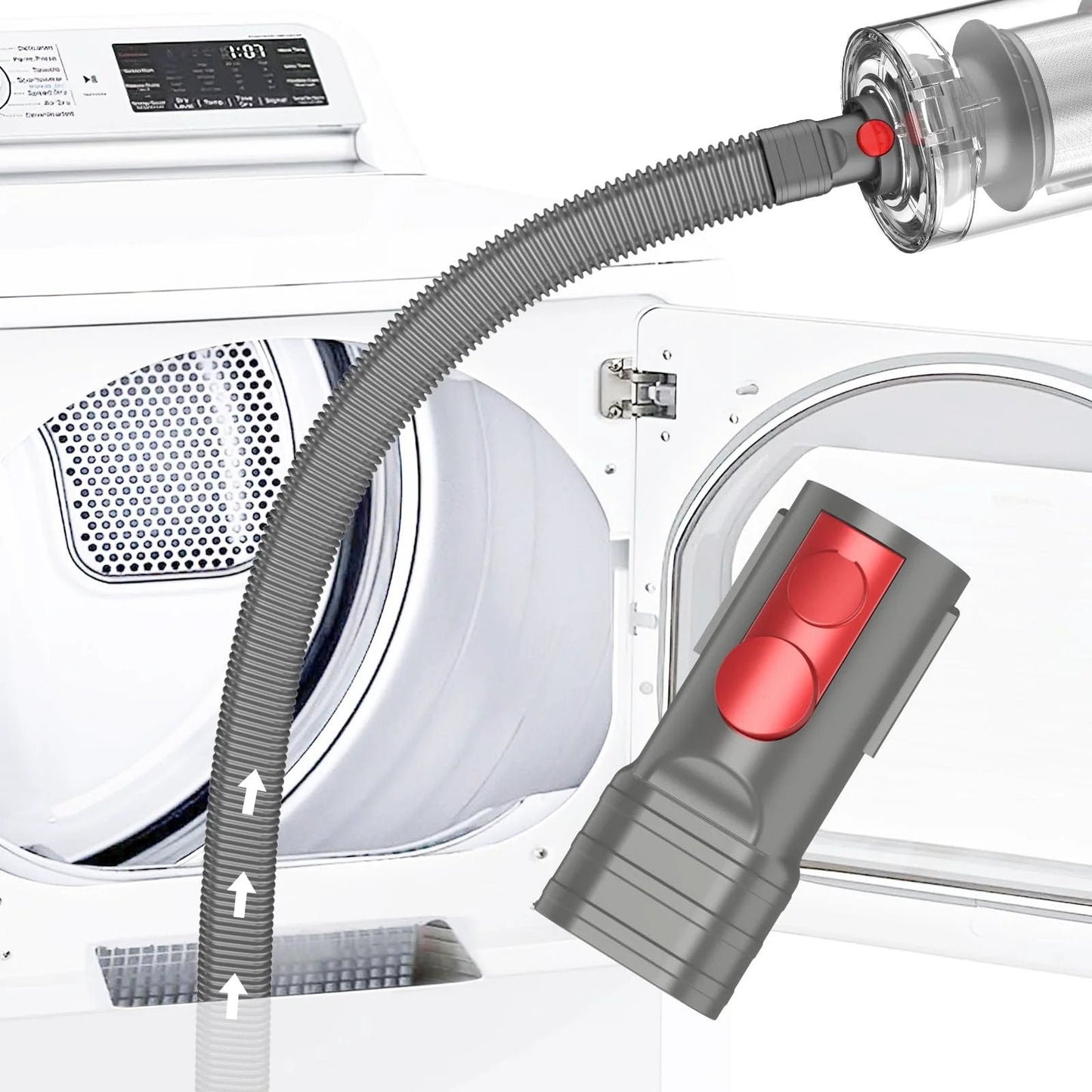 Dryer Vent Cleaning Kit For Dyson Cordless Vacuums Lint Removal Attachment Deep Cleaning Adapter For V7 V8 V10 V11 V12 V15 And Other Models With Easy Fit And Must Have Power installed on a dryer