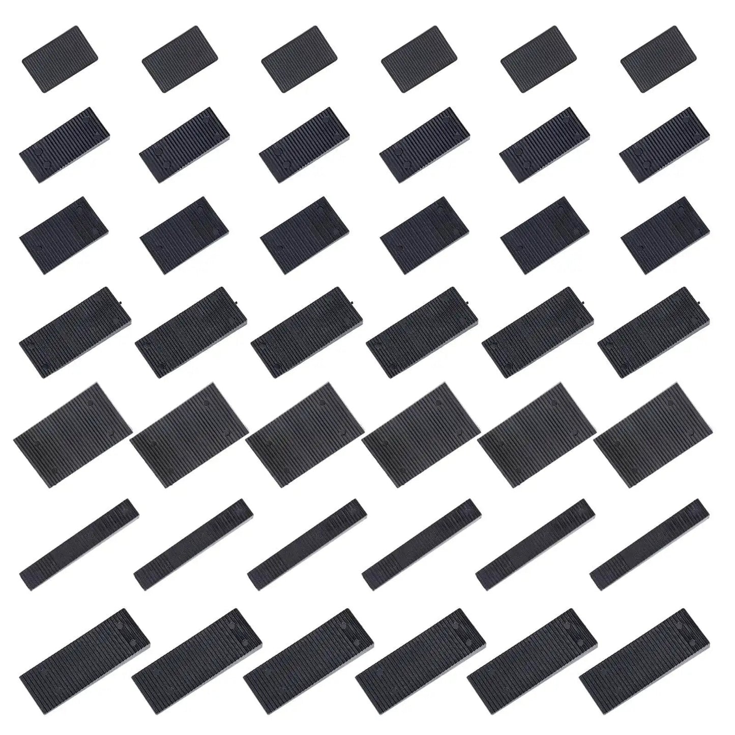 42 Pack Black Plastic Furniture Shims in 5 Sizes for Leveling and Stabilizing Cabinets, Toilets, Doors, Windows, Shelves