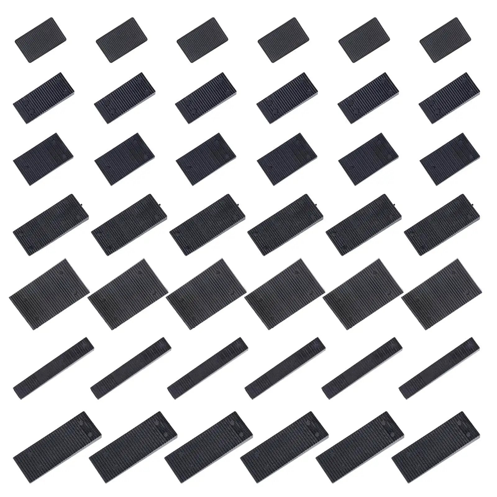 42 Pack Black Plastic Furniture Shims in 5 Sizes for Leveling and Stabilizing Cabinets, Toilets, Doors, Windows, Shelves