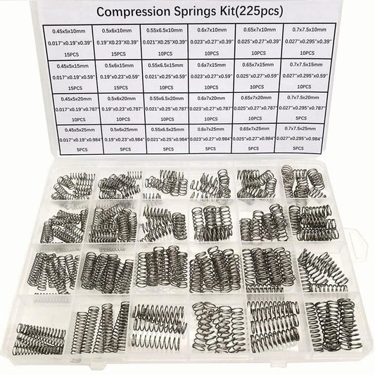 225 Piece Compression Spring Assortment Kit With 24 Stainless Steel Small Springs In 24 Different Sizes For Home Tool Repair And DIY Machine Shop Projects