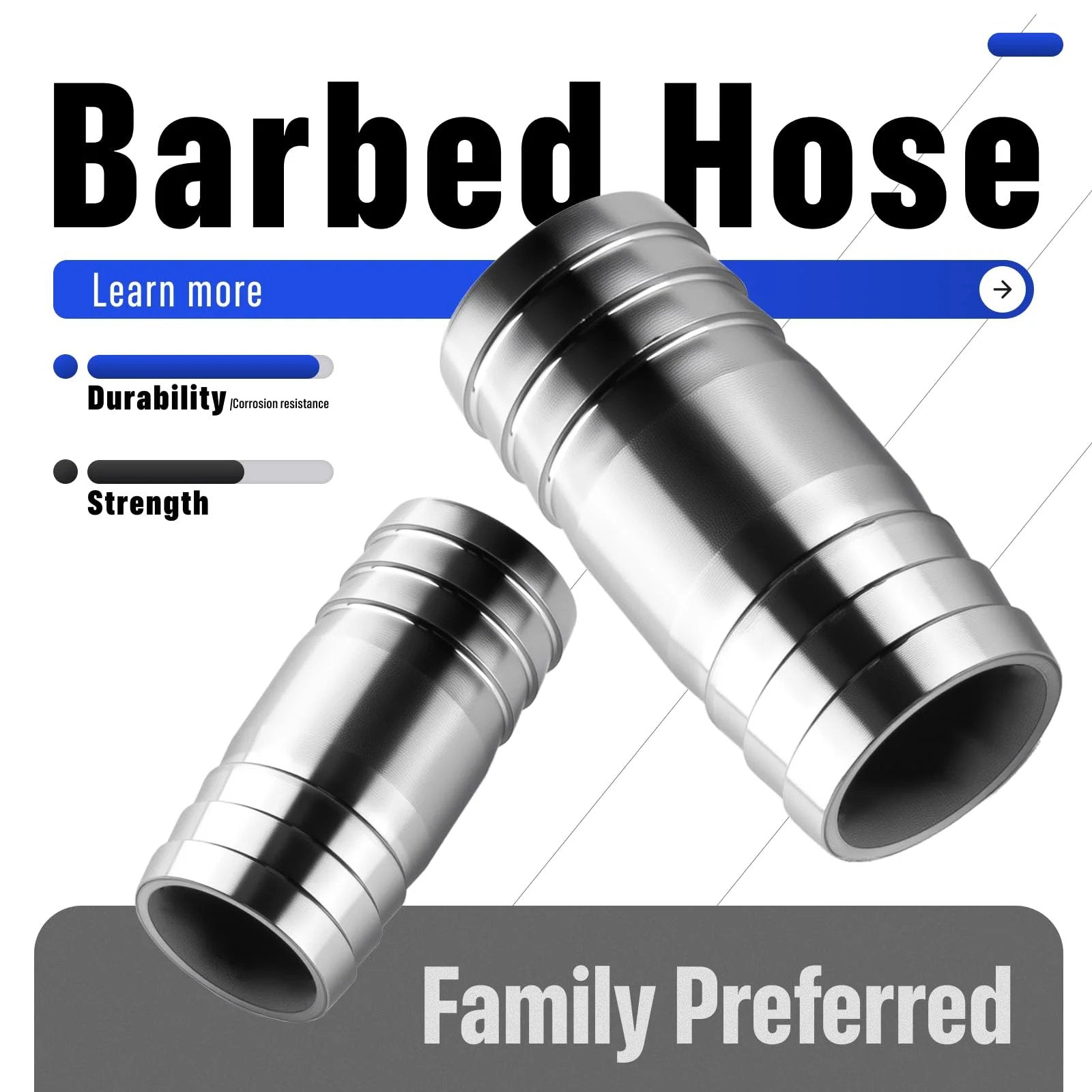 2 Pack Three Quarter Inch Hose Barb Fittings 4 Inch Long 304 Stainless Steel Sanitary Barbed Splicer Mender Union Couplers With Hose Clamp For Home Garden And Industrial Use