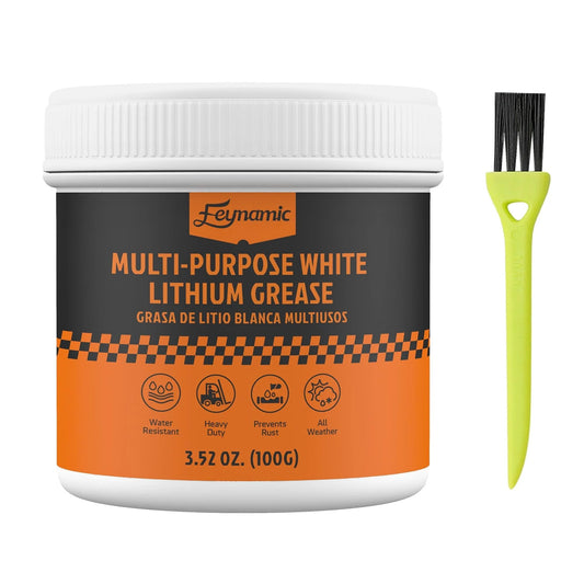 White Lithium Multi Purpose Grease 3.52 Oz Heavy Duty NLGI 2 jar and application brush