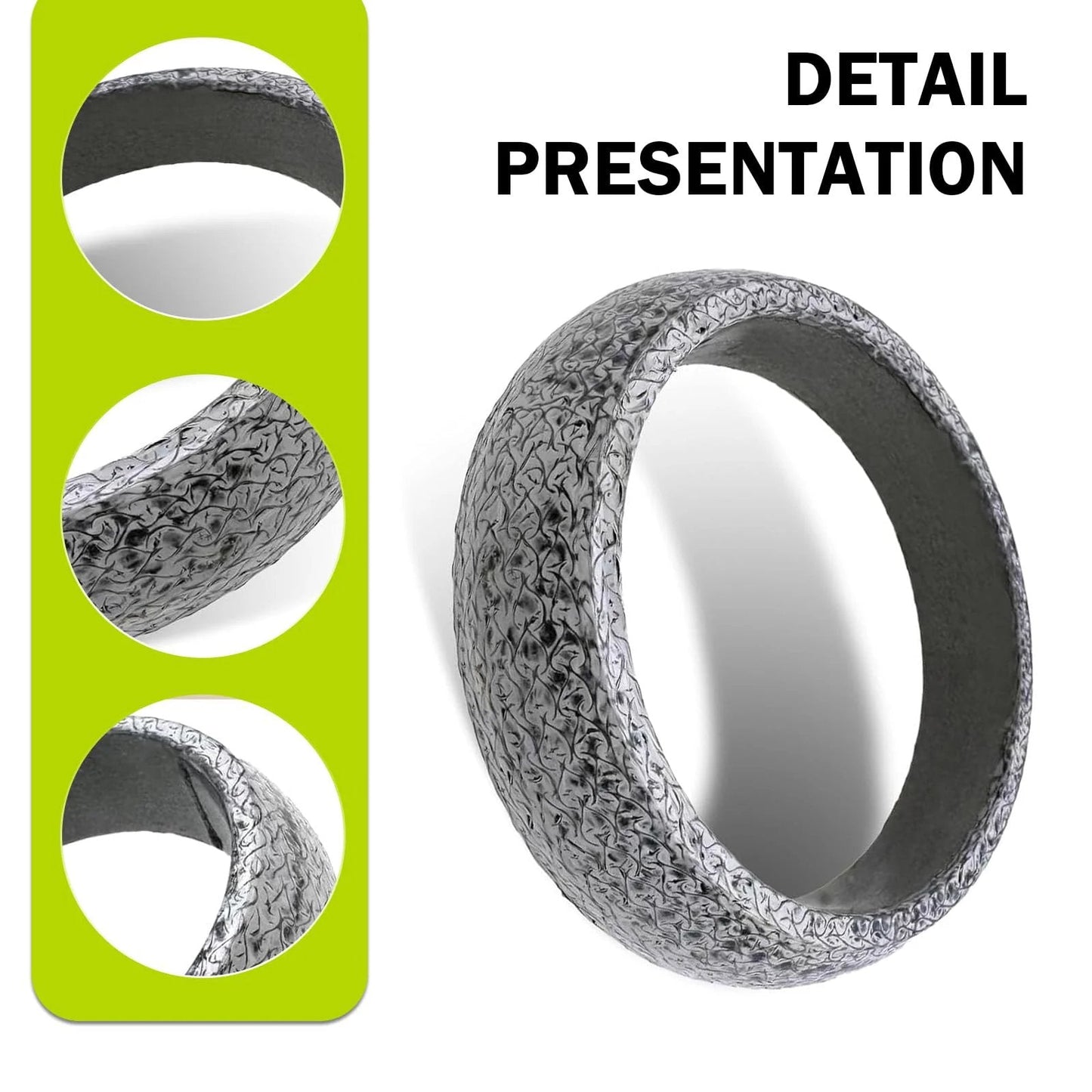 Universal 60mm ID Graphite Ceramic Exhaust Gasket Set 2 Pack For Manifold To Pipe Seal Leakproof Muffler Ring Replacement