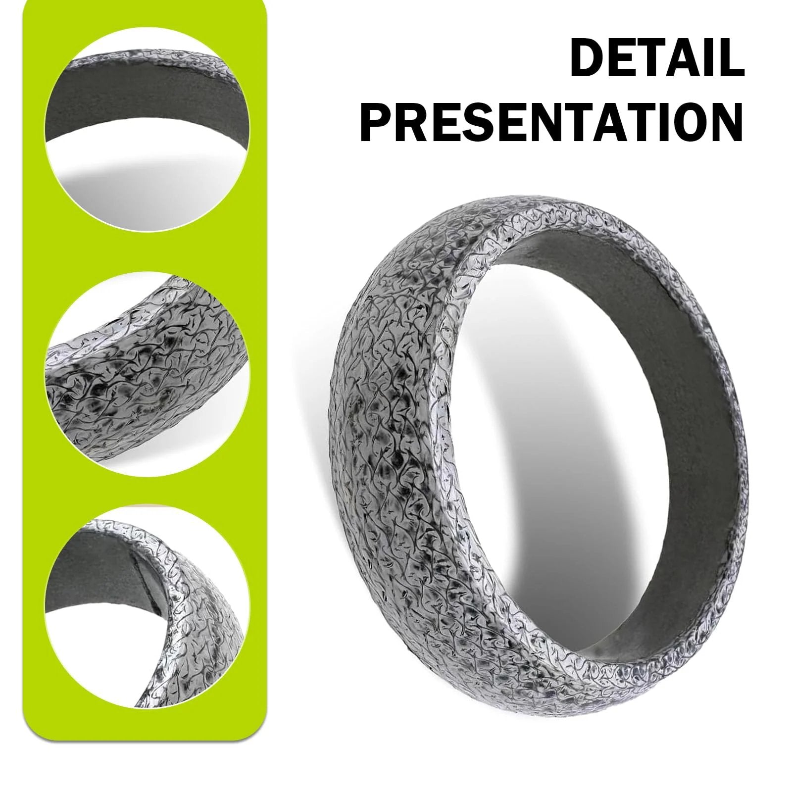 Universal 60mm ID Graphite Ceramic Exhaust Gasket Set 2 Pack For Manifold To Pipe Seal Leakproof Muffler Ring Replacement