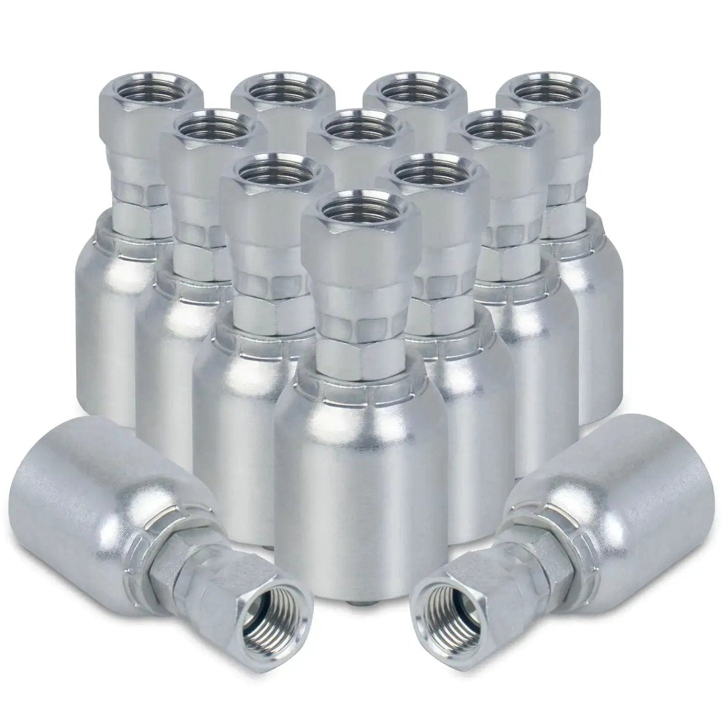12-Pack 1/2 Inch Hydraulic Hose Fittings With 1/2 Inch JIC 37 Degree Female Swivel Crimp Ends