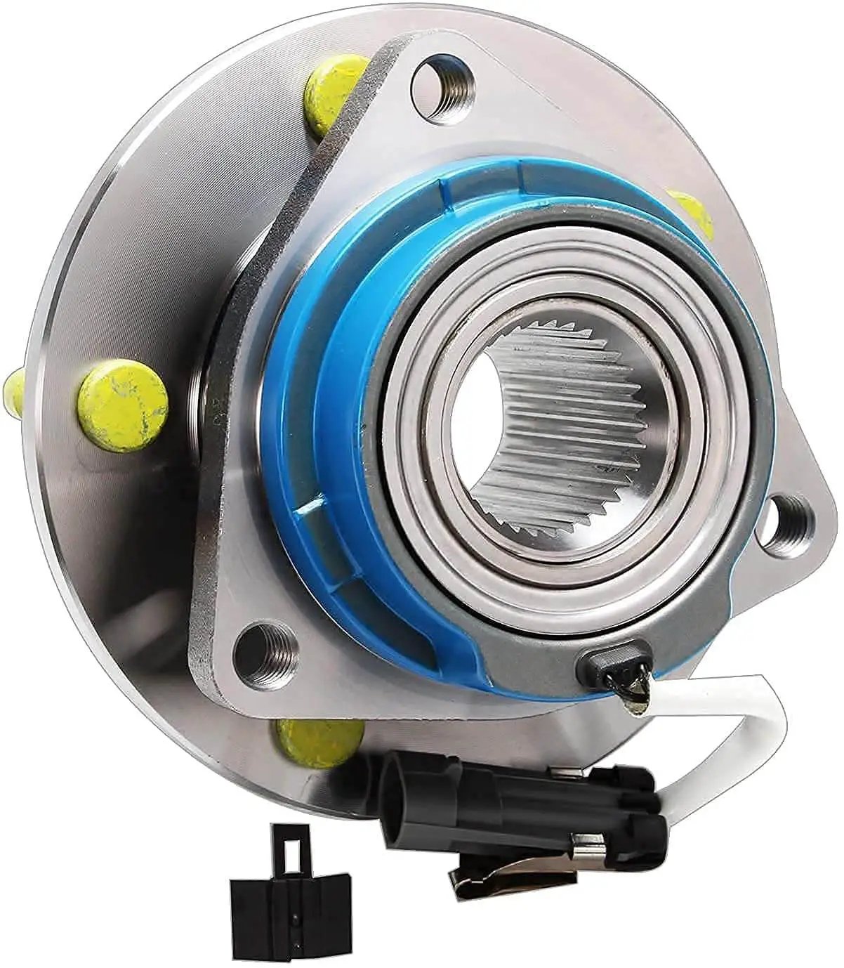 4pc Wheel Hub & Bearing Assemblies Front or Rear for 2000-2013 Chevy Impala, metal hub with ABS sensor and flange