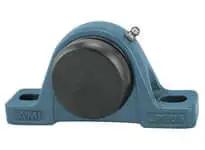 Front view of Single UCLP212CE Low Base Pillow Block Bearing 60 mm ID with cast iron housing and sealed ball bearing.