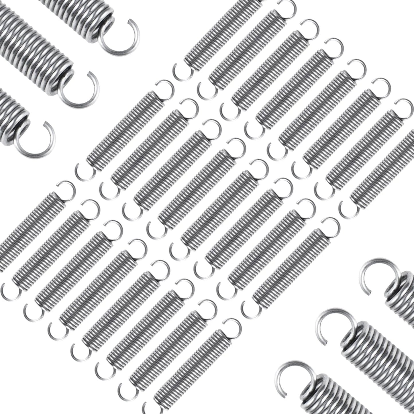 24 Pack Extension Springs With Hook Ends For Heavy Duty Projects In Craft And Hardware 304 Stainless Steel 0.035 Inch Wire 0.25 Inch Outer Diameter 1.5 Inch Length Rust Resistant