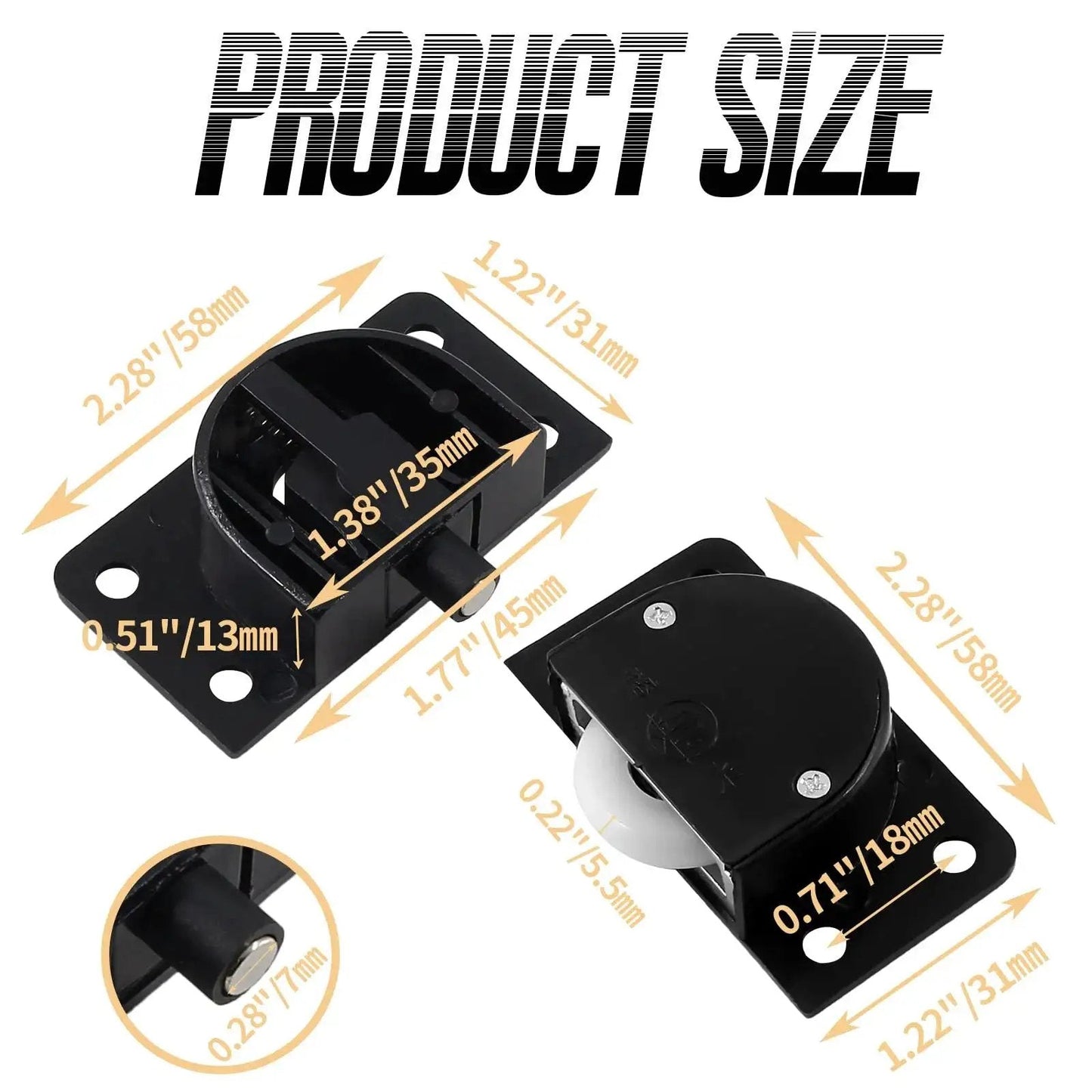 4 Pairs Sliding Door Pulleys Set Plastic Rollers For Cabinet Barn Door Wardrobe Closet Black With Nylon Silent Sliding Wear