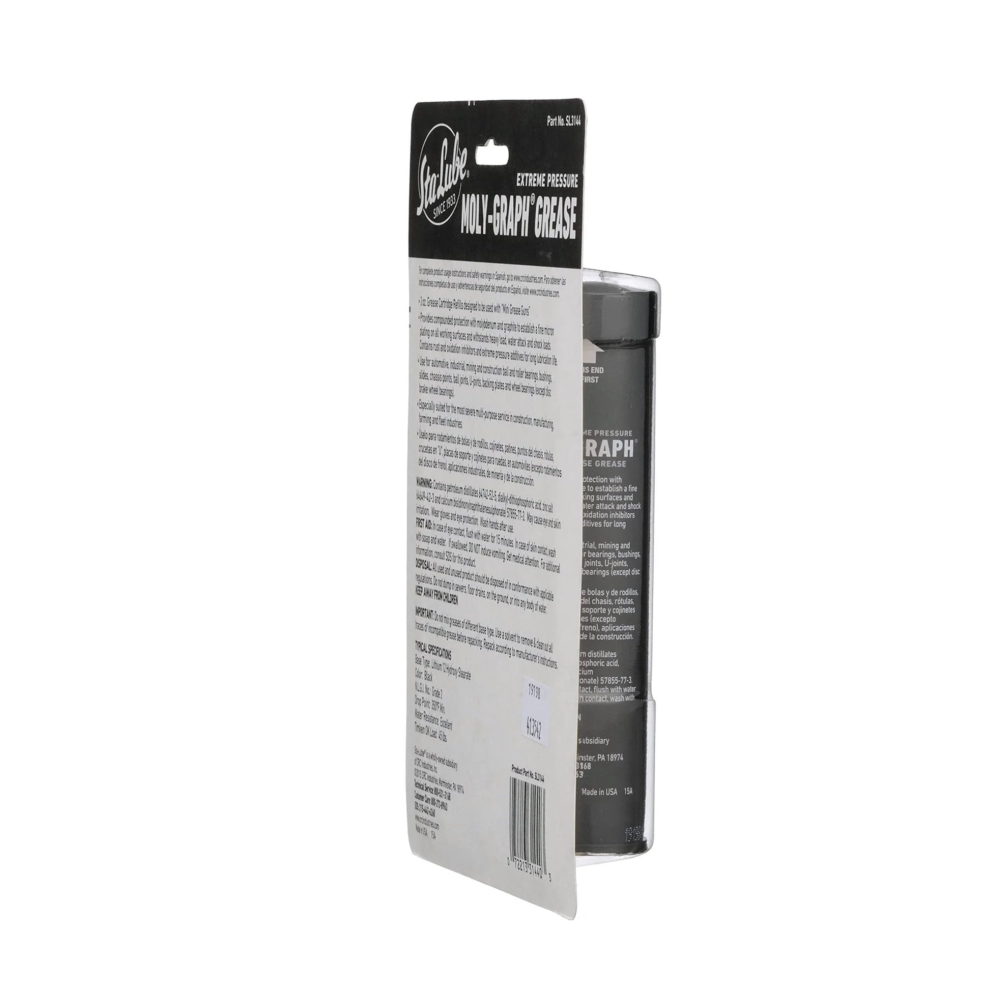 Side view of Extreme Pressure Moly Graph Multi Purpose Grease Pack Of 3 Tubes 3 Oz Each Ideal For Cars Trucks Farm Machinery SL3144