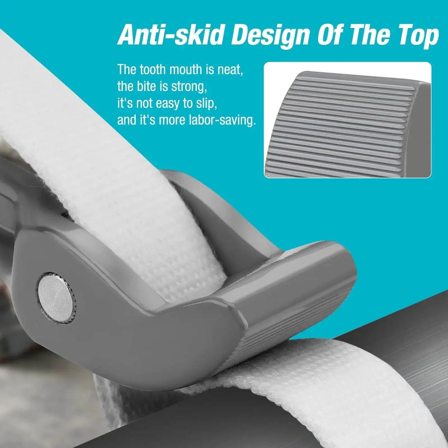 Close-up of 12 Inch Strap Wrench with Adjustable Nylon Strap illustrating anti-skid design, showing detail on strap and handle.