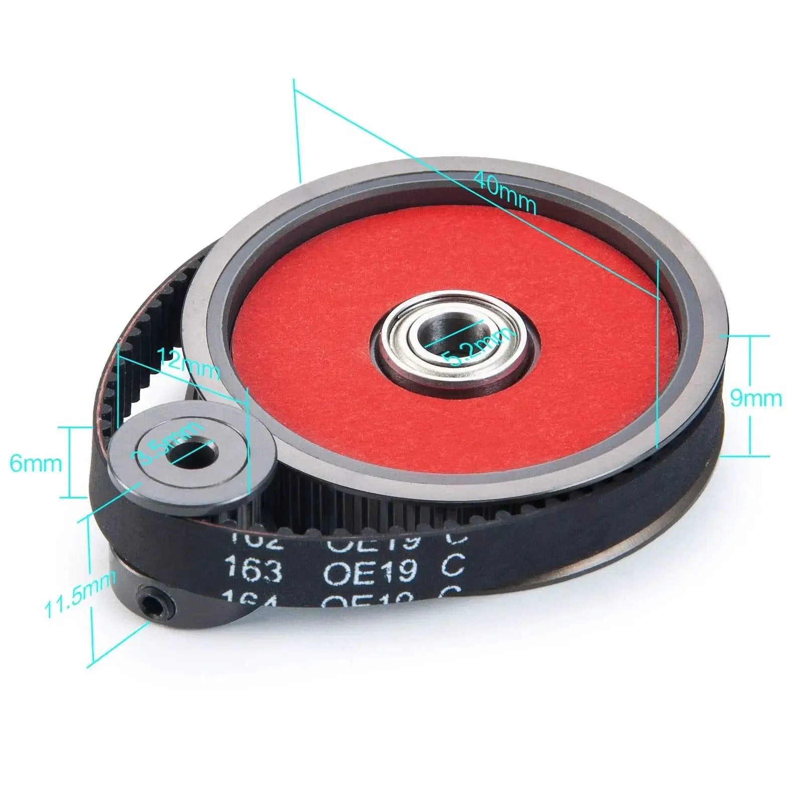 Smooth Belt Drive RC Car Transmission Gear System, Quiet, Durable Upgrade For Axial SCX10 90046, metal construction with red interior