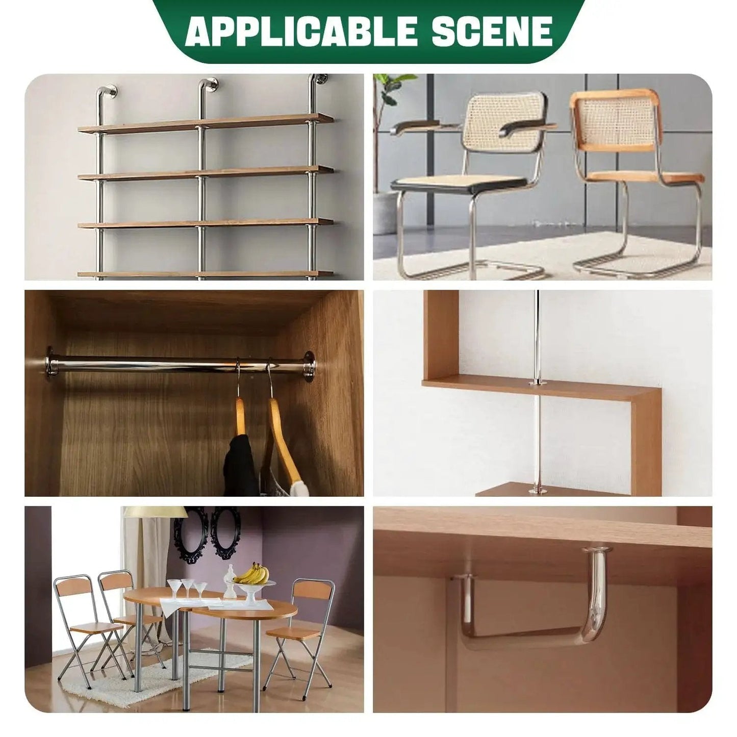 Collage of furniture using one eighth inch OD 304 stainless steel tubing with half millimeter wall thickness and ten inch length.